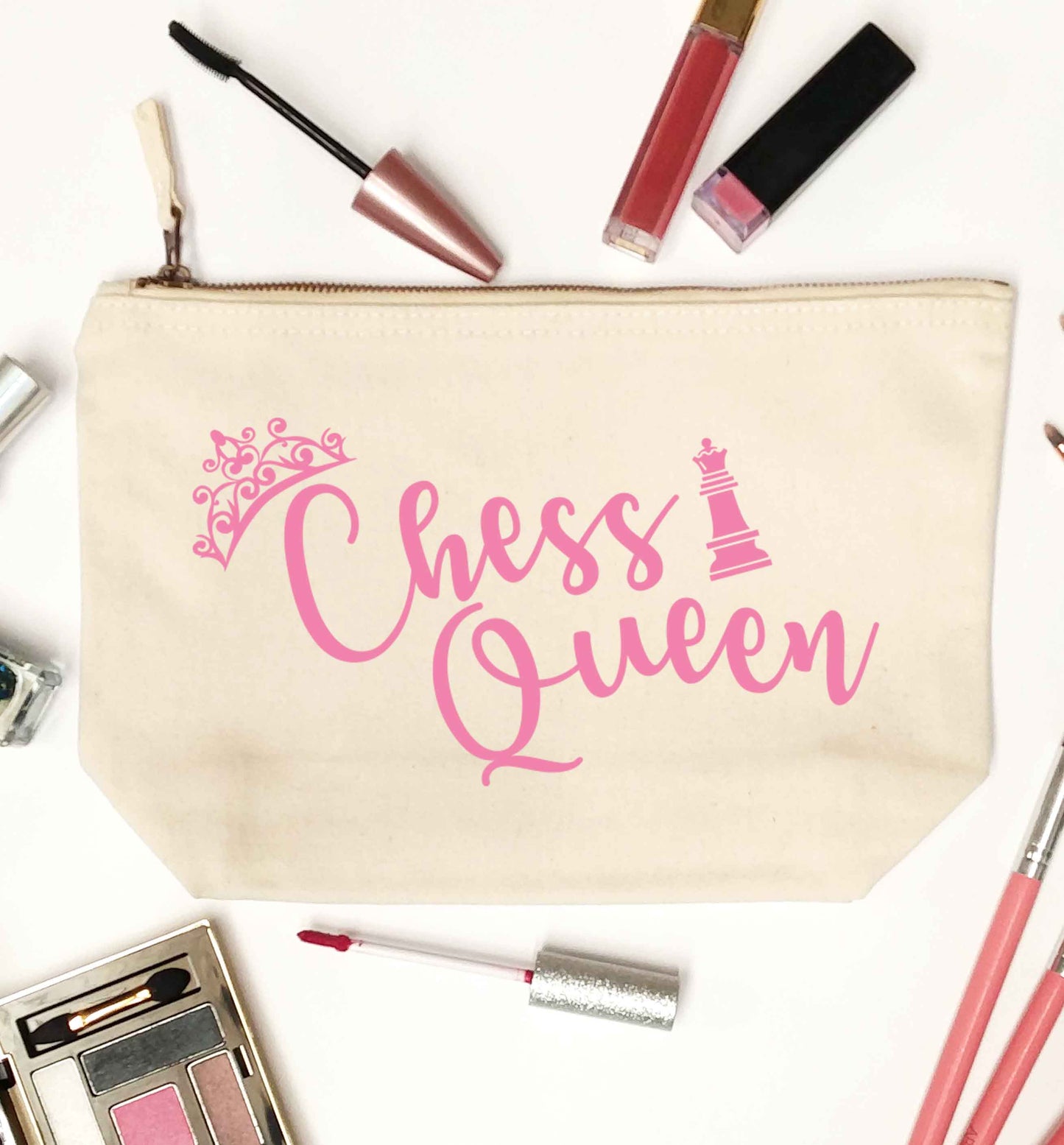 Pink chess queen  natural makeup bag