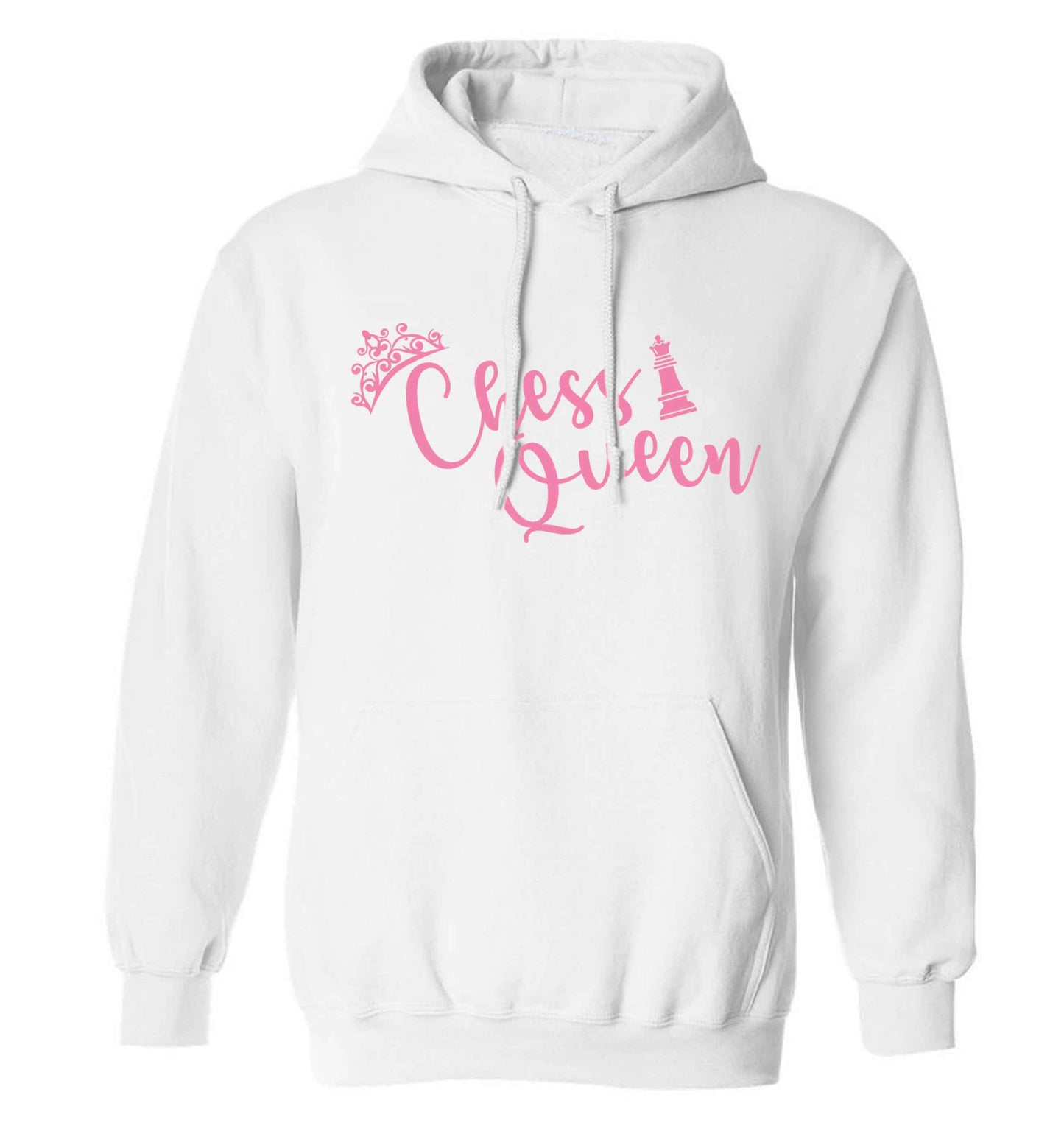 Pink chess queen  adults unisex white hoodie 2XL