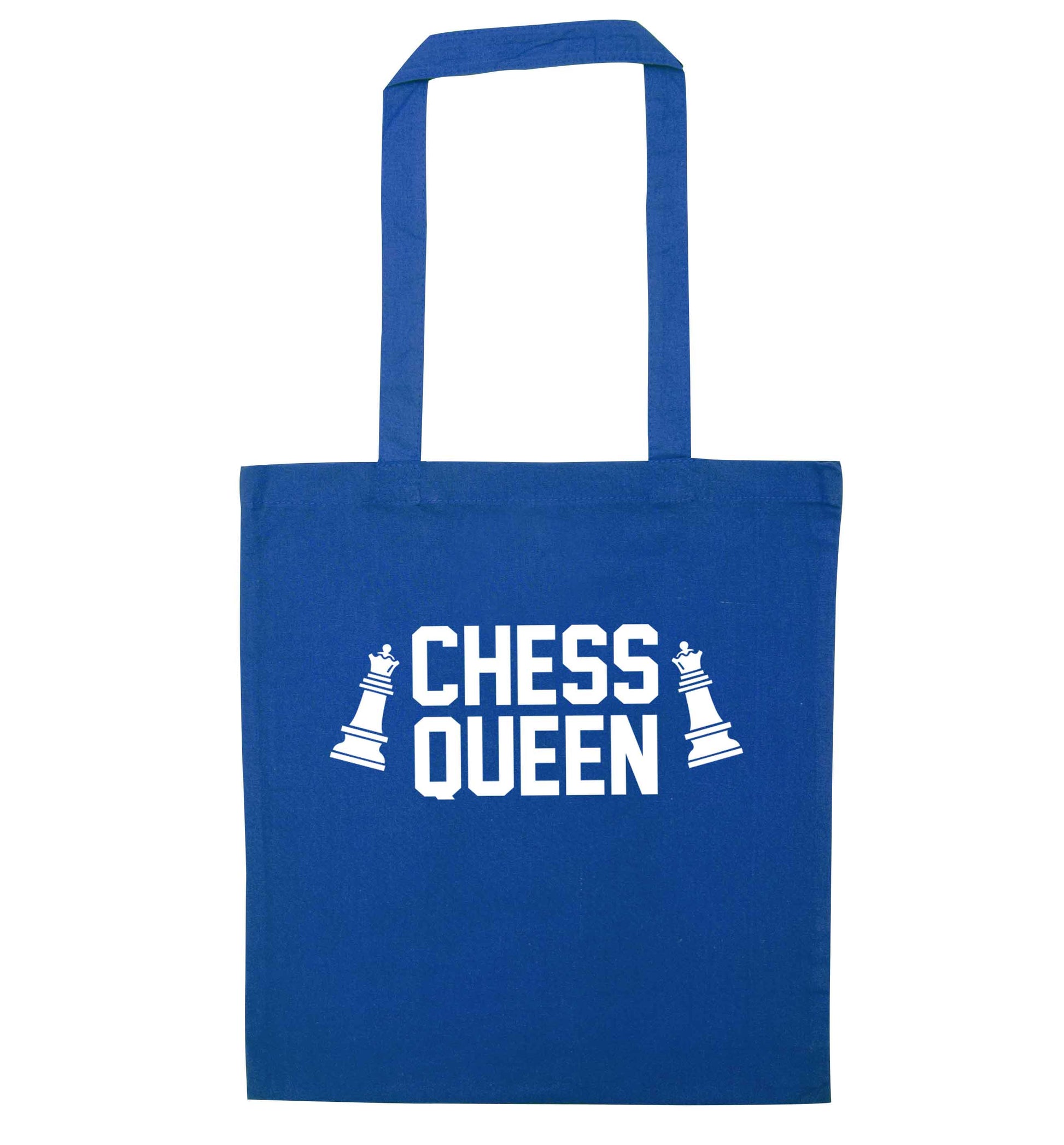 Chess queen blue tote bag