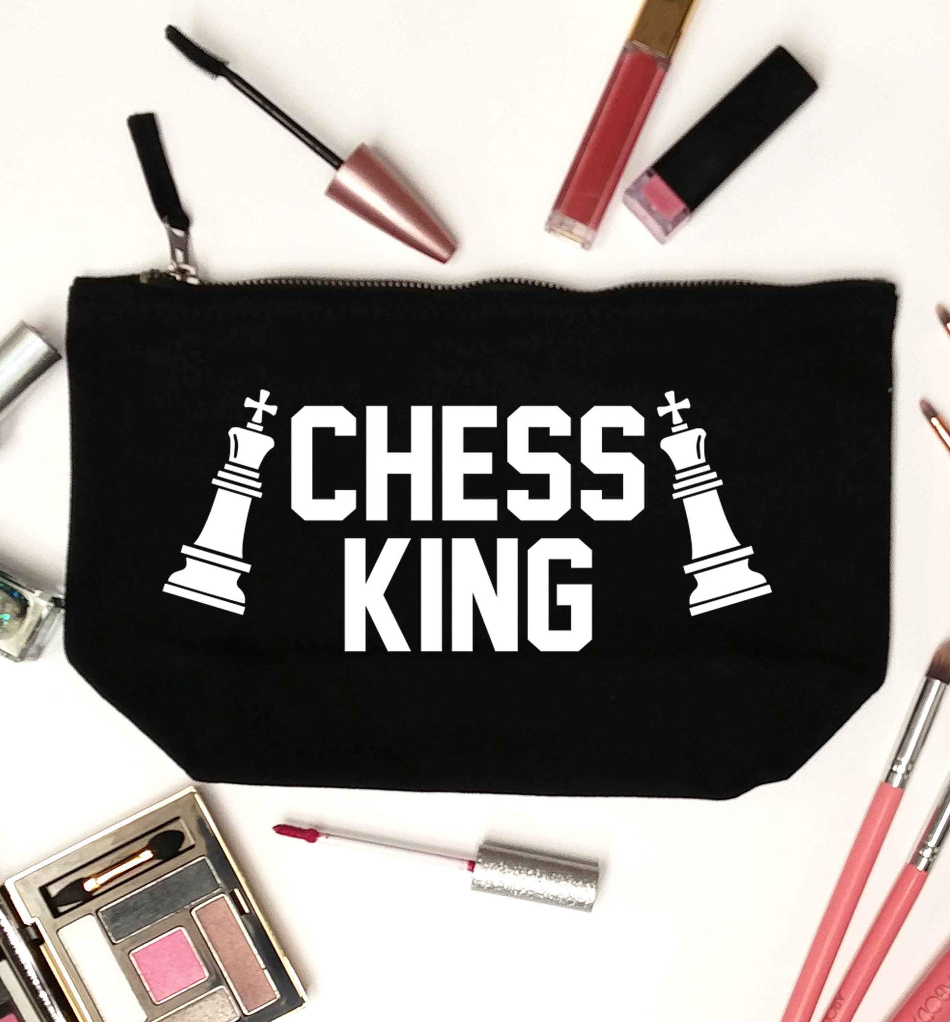 Chess king black makeup bag
