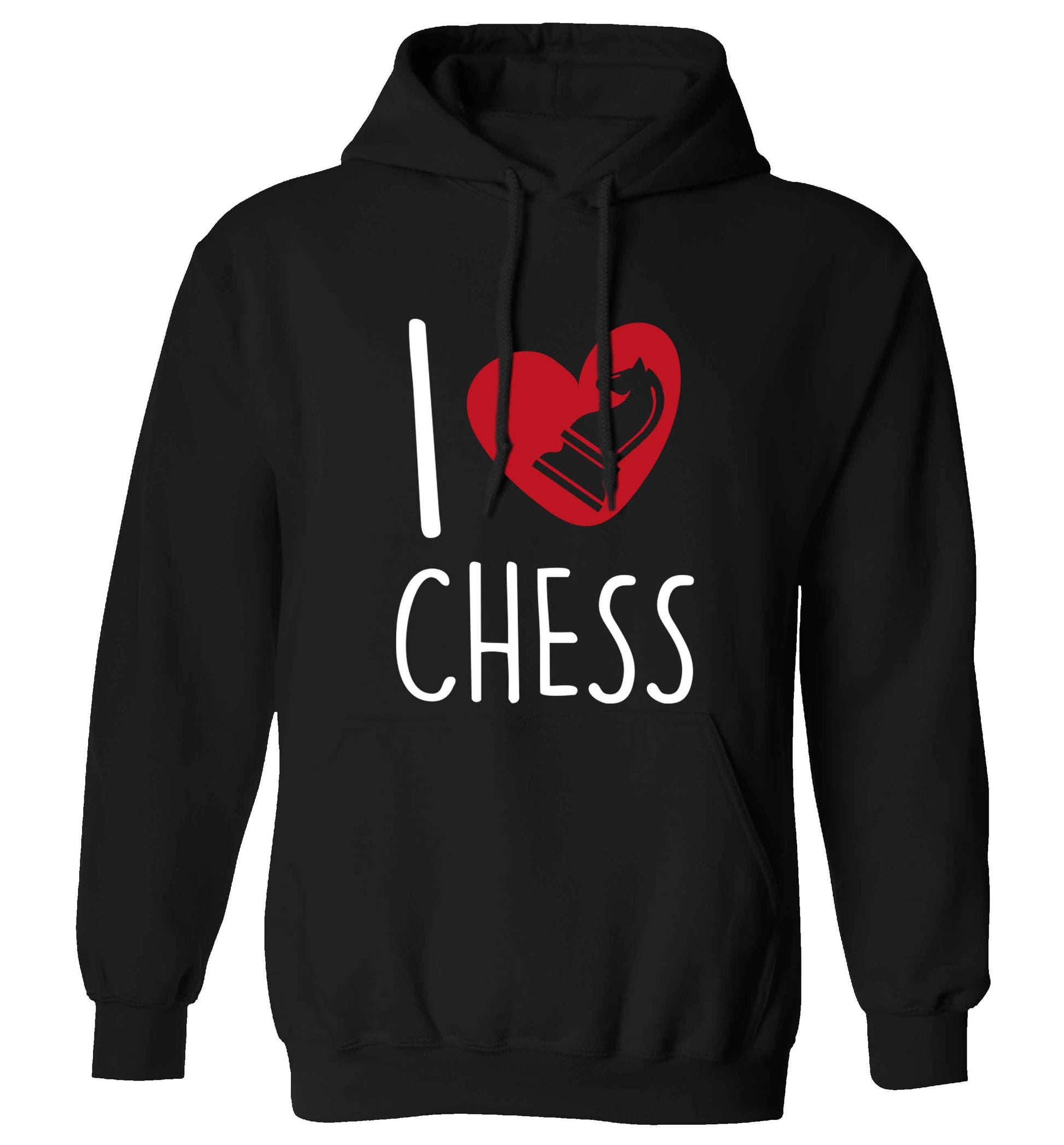 I love chess adults unisex black hoodie 2XL