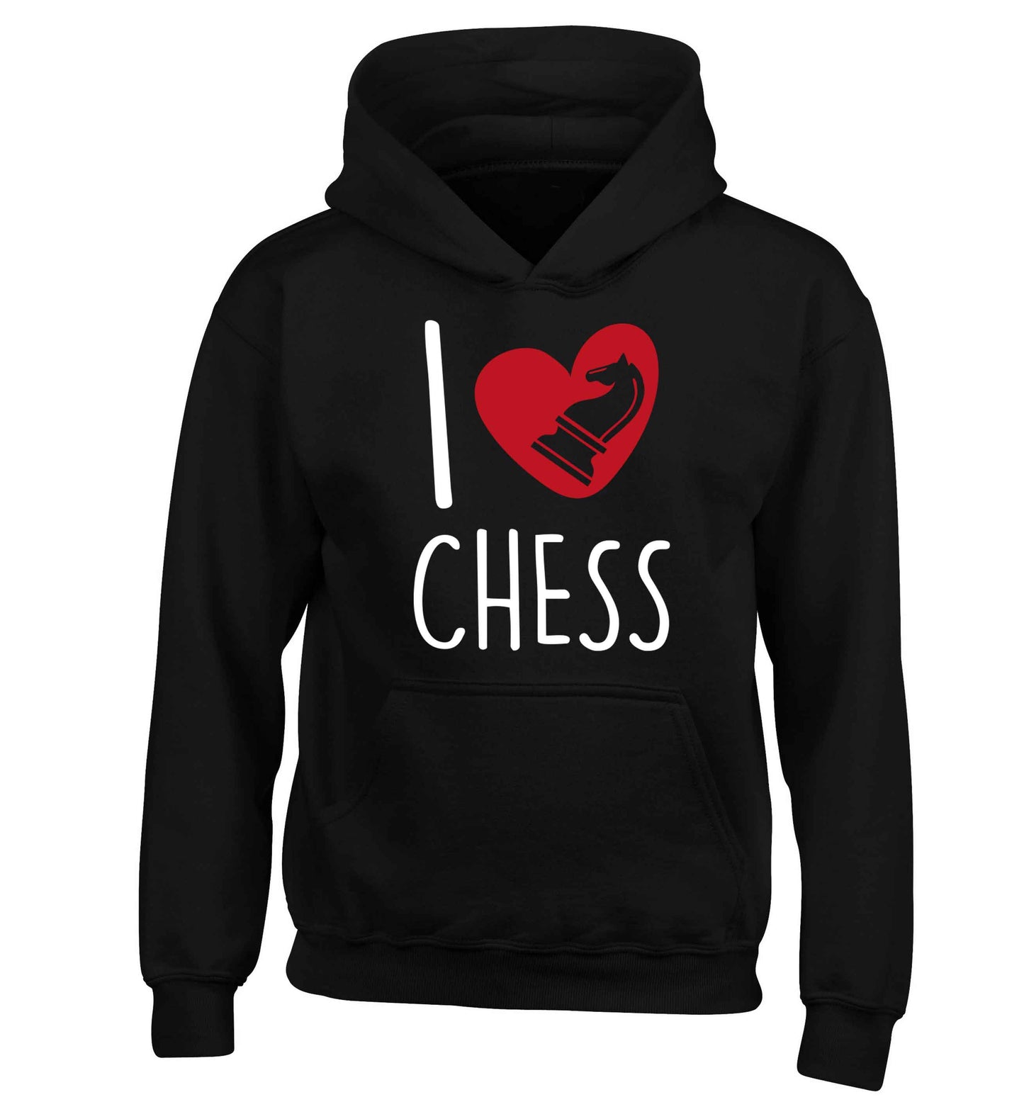 I love chess children's black hoodie 12-13 Years