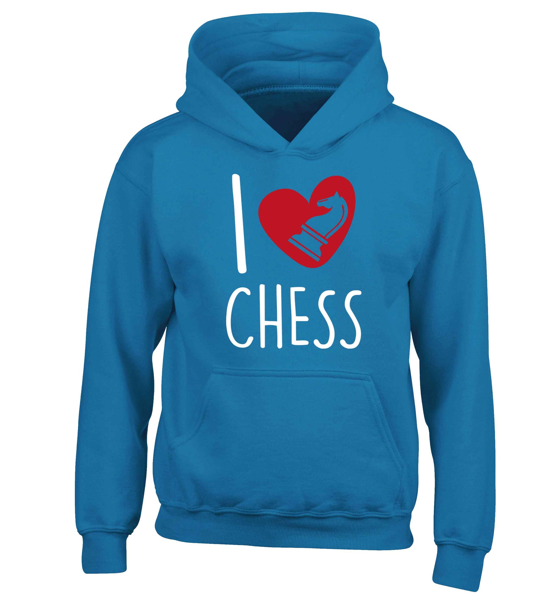 I love chess children's blue hoodie 12-13 Years