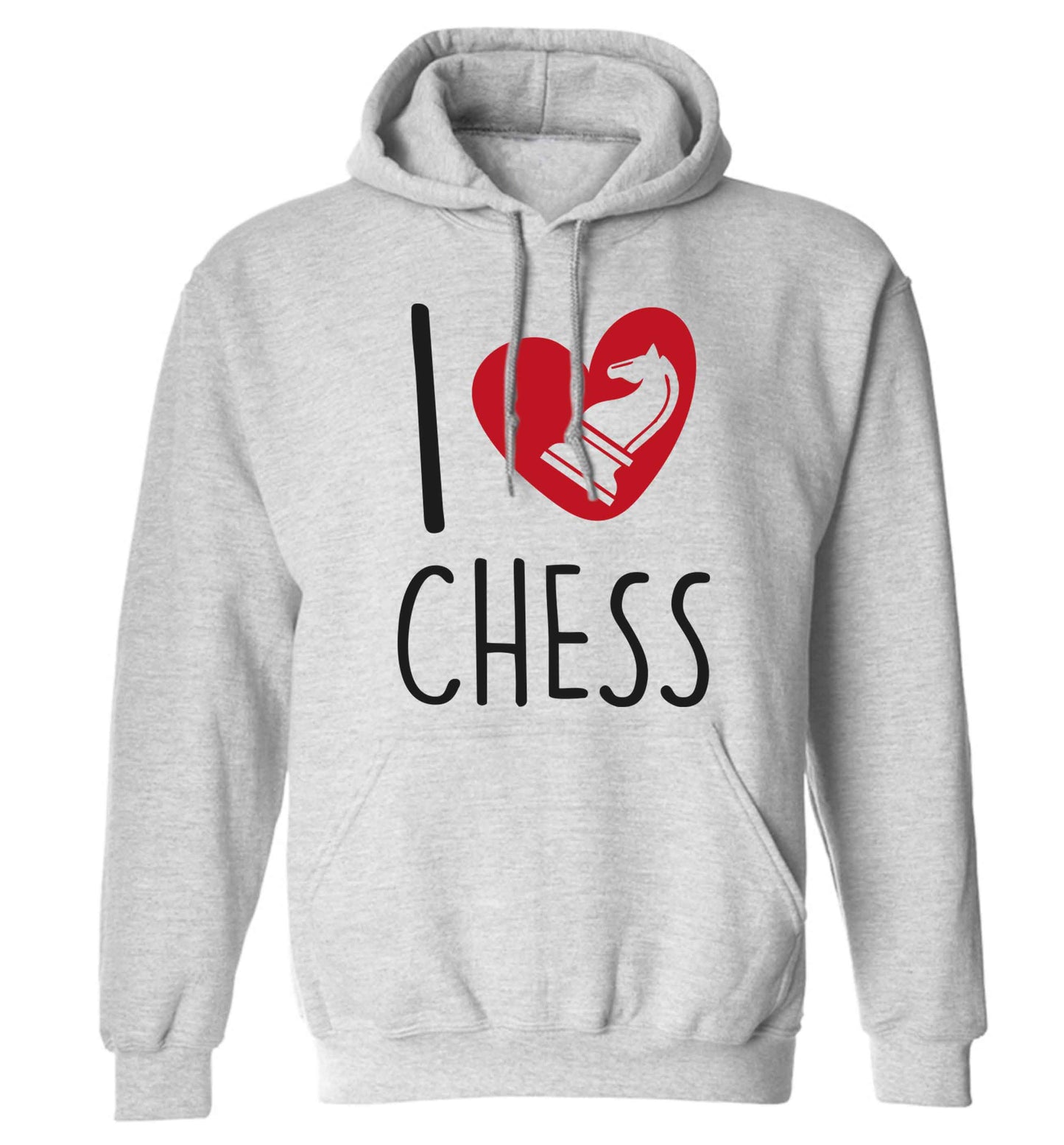 I love chess adults unisex grey hoodie 2XL