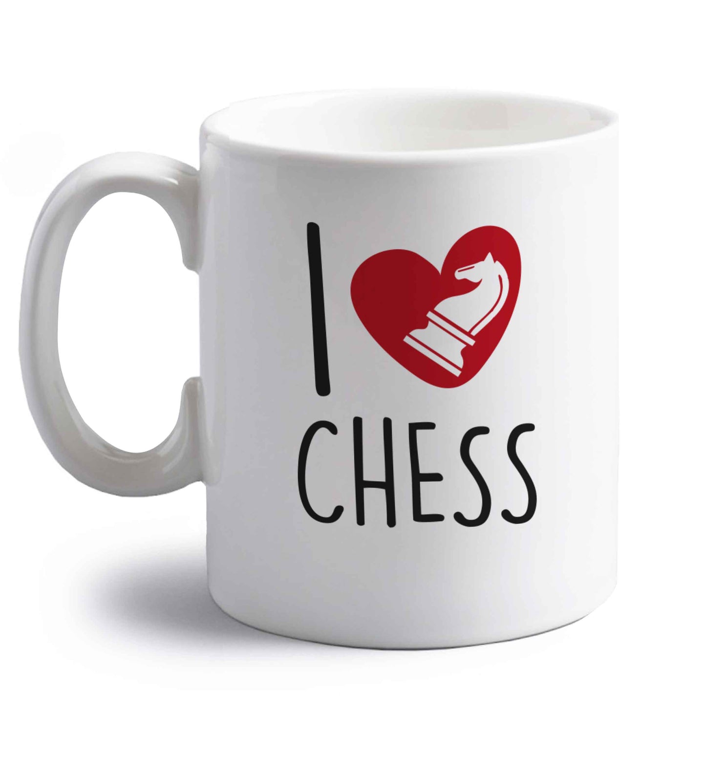 I love chess right handed white ceramic mug 