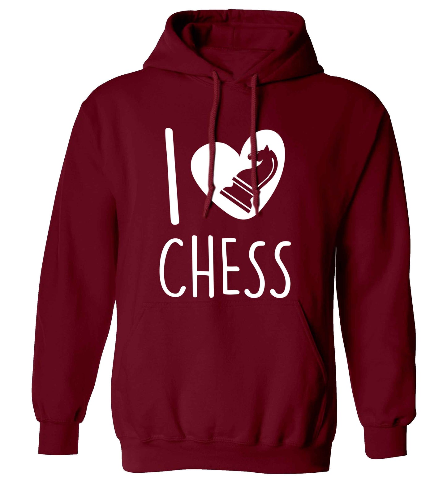 I love chess adults unisex maroon hoodie 2XL