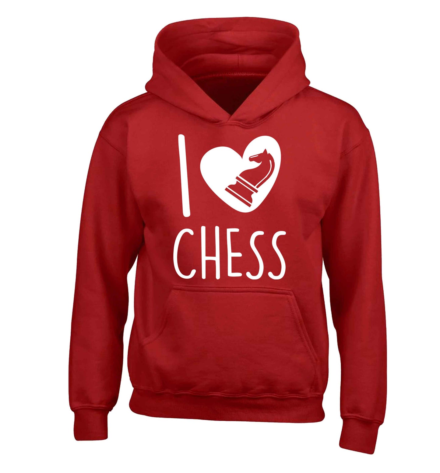 I love chess children's red hoodie 12-13 Years