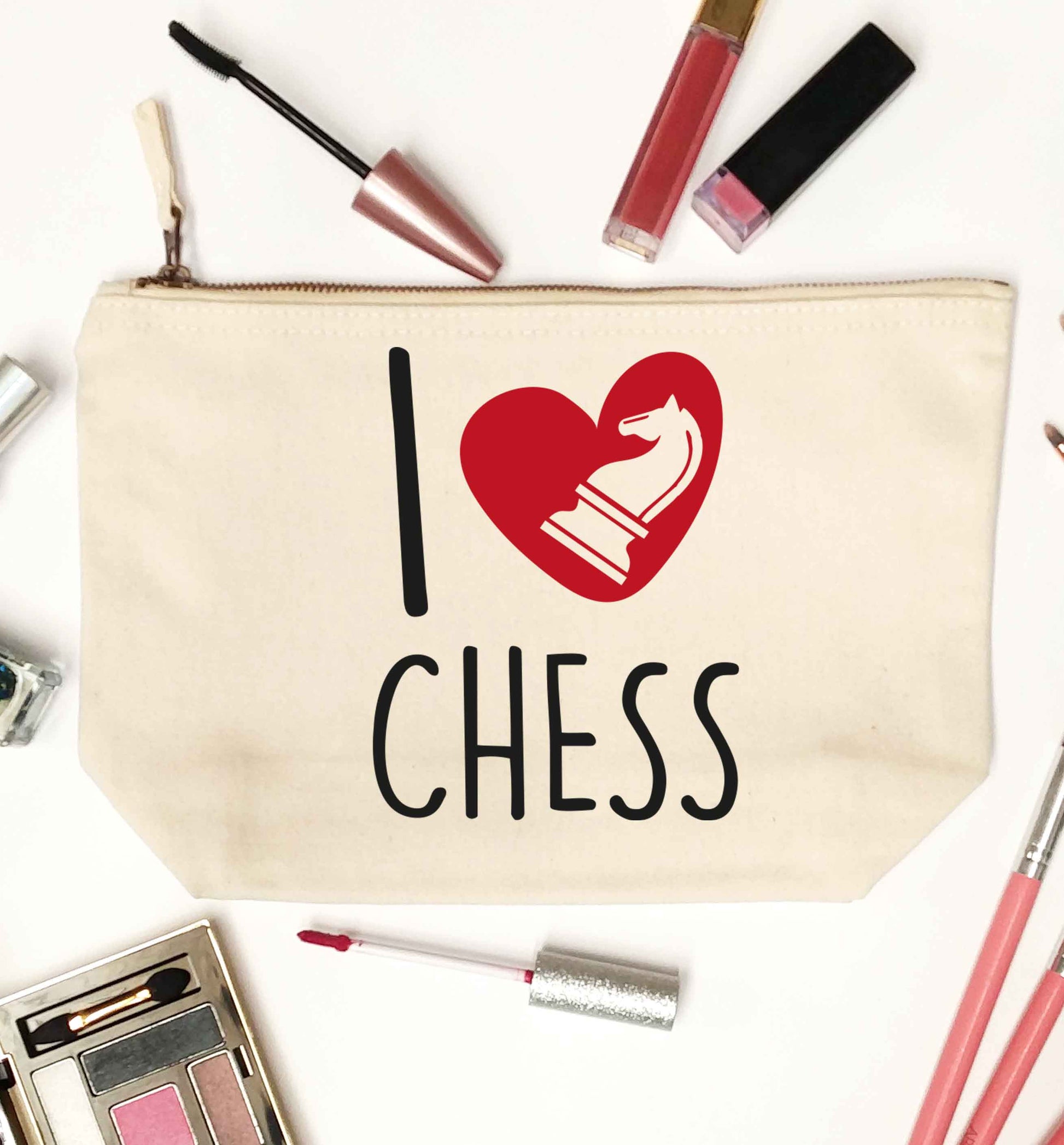 I love chess natural makeup bag
