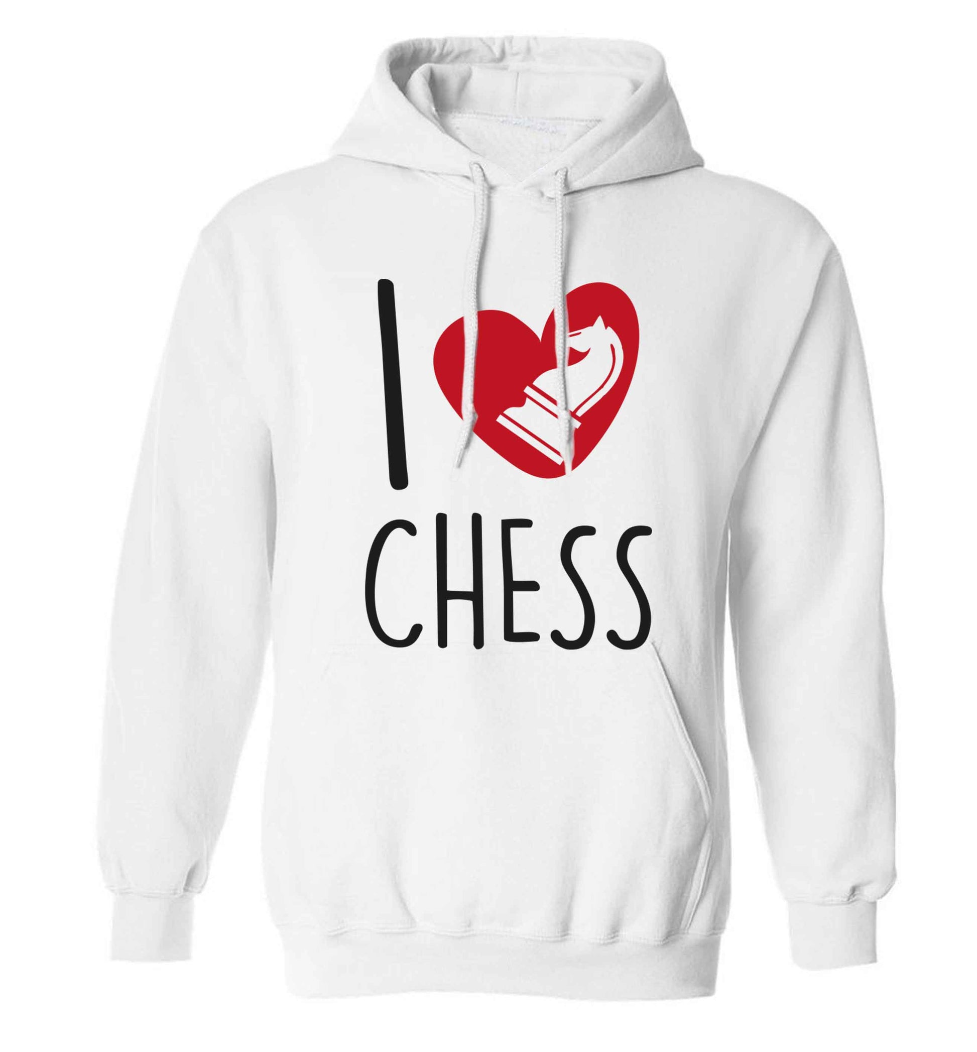I love chess adults unisex white hoodie 2XL