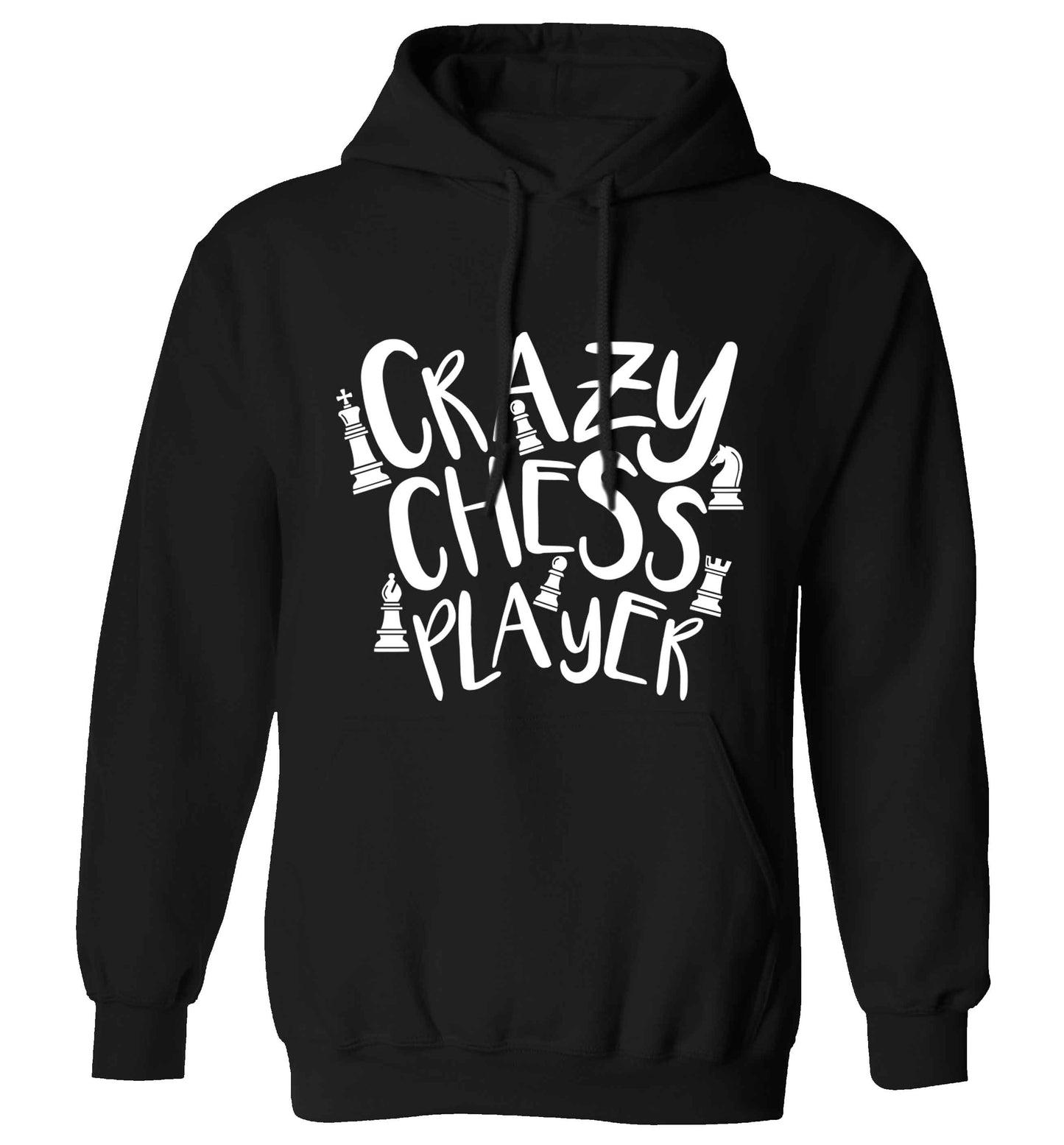 Crazy chess player adults unisex black hoodie 2XL