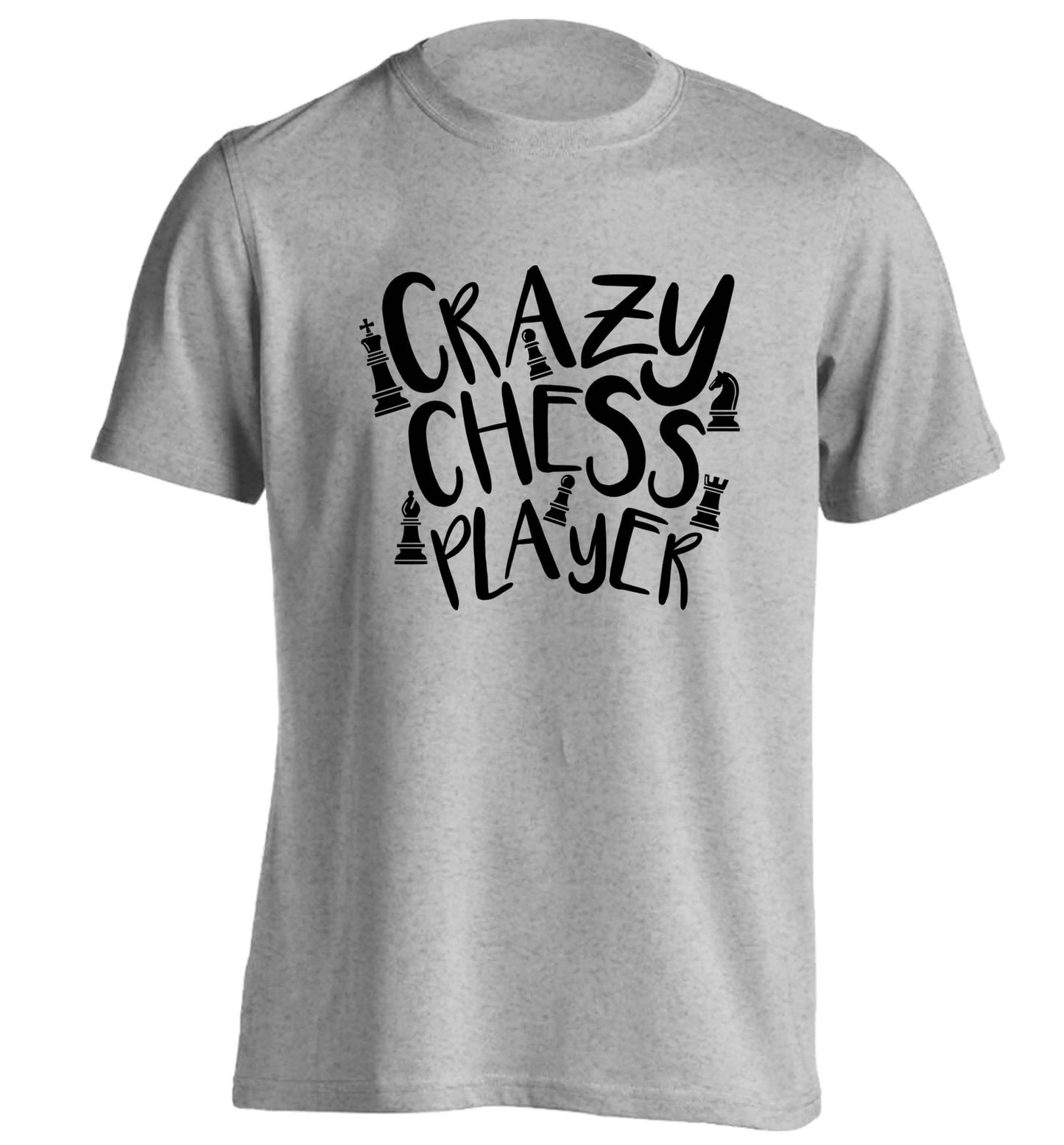Crazy chess player adults unisex grey Tshirt 2XL