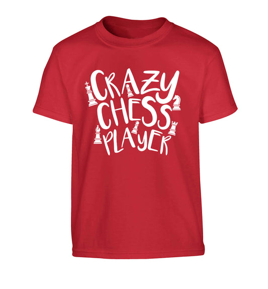 Crazy chess player Children's red Tshirt 12-13 Years
