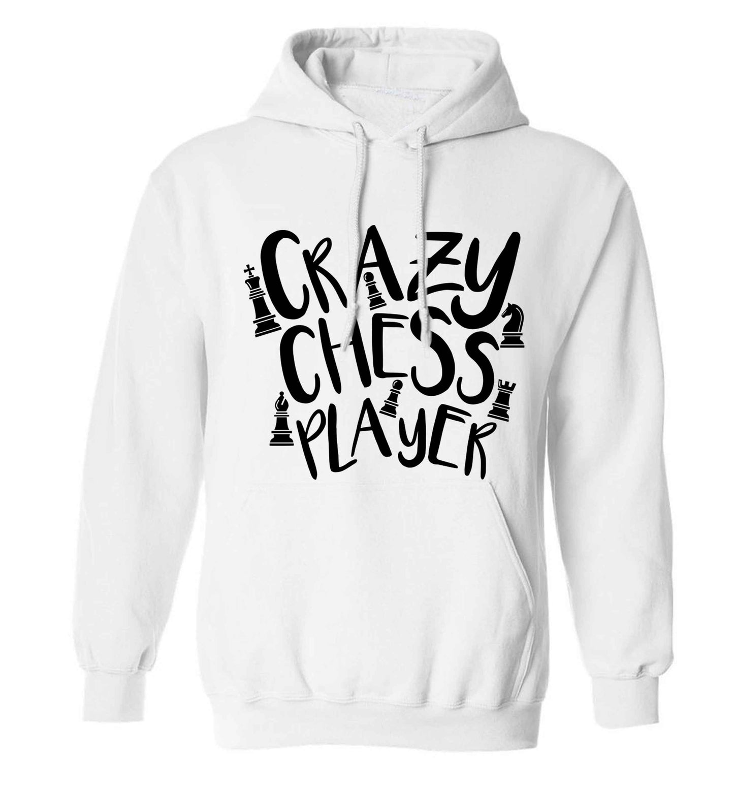 Crazy chess player adults unisex white hoodie 2XL