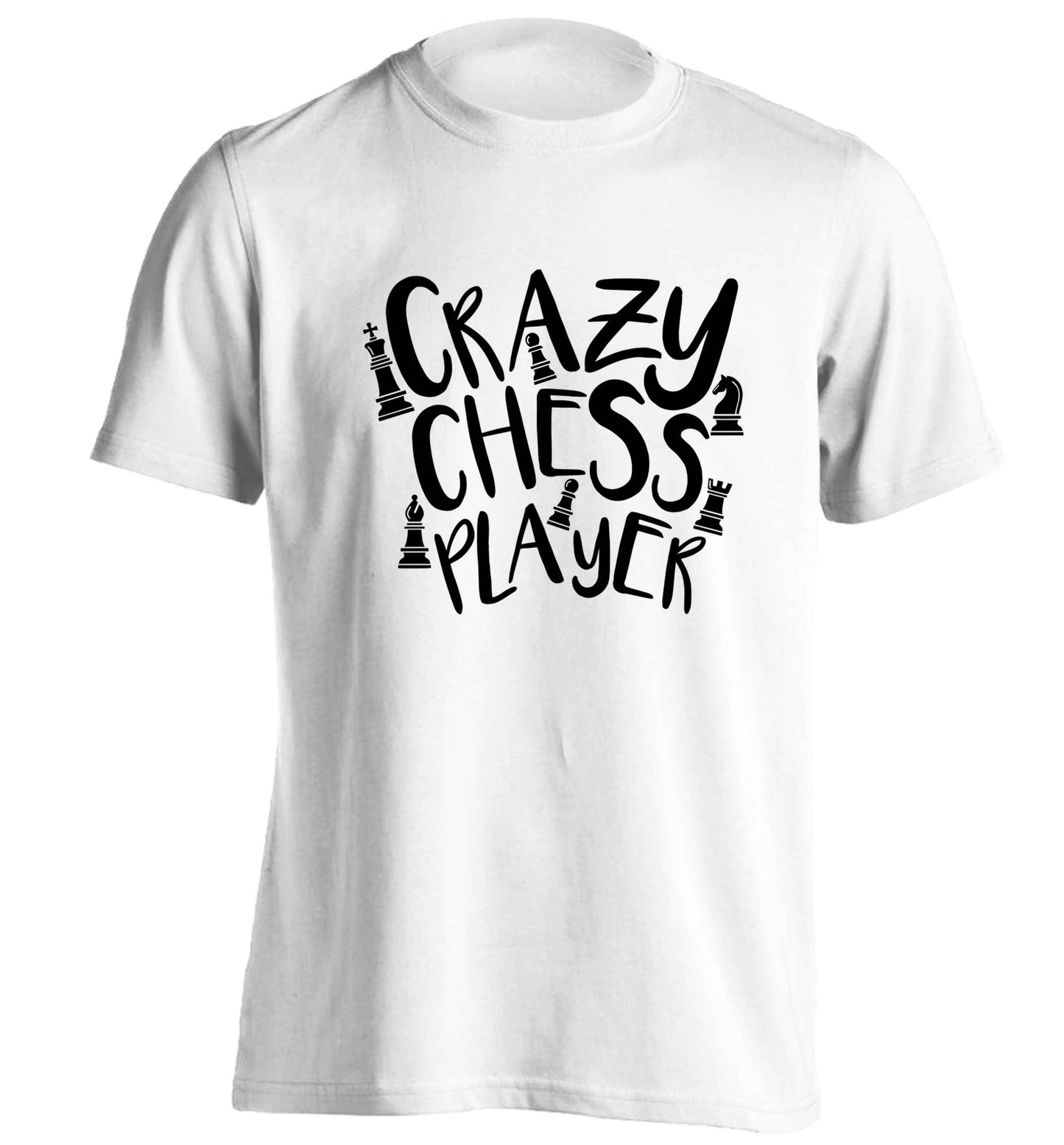 Crazy chess player adults unisex white Tshirt 2XL