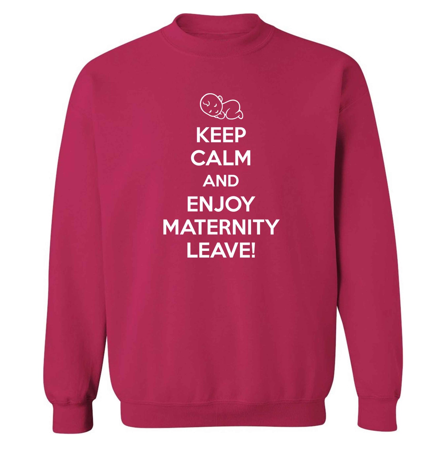 Keep calm and enjoy maternity leave Adult's unisex pink Sweater 2XL