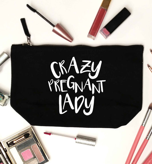 Crazy pregnant lady black makeup bag