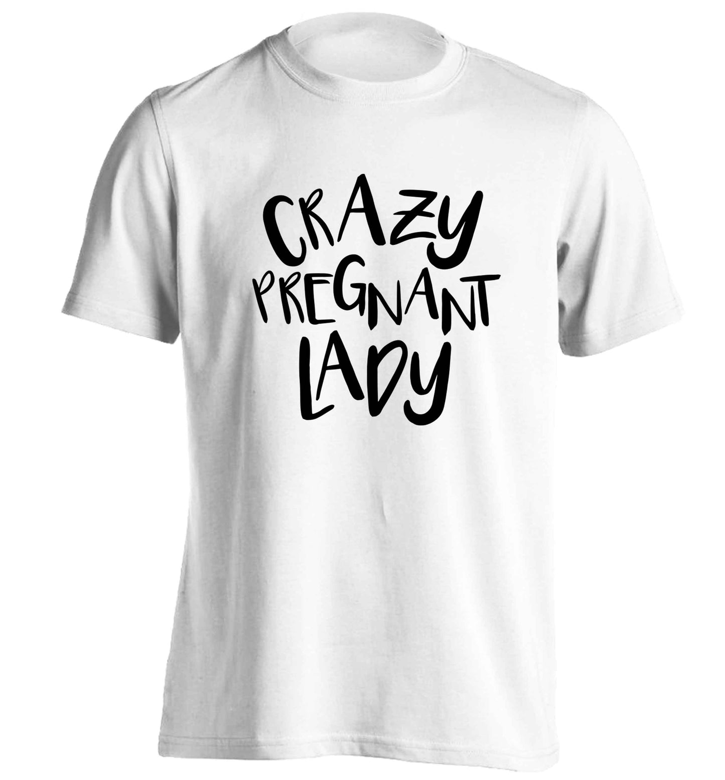 Crazy pregnant lady adults unisex white Tshirt 2XL