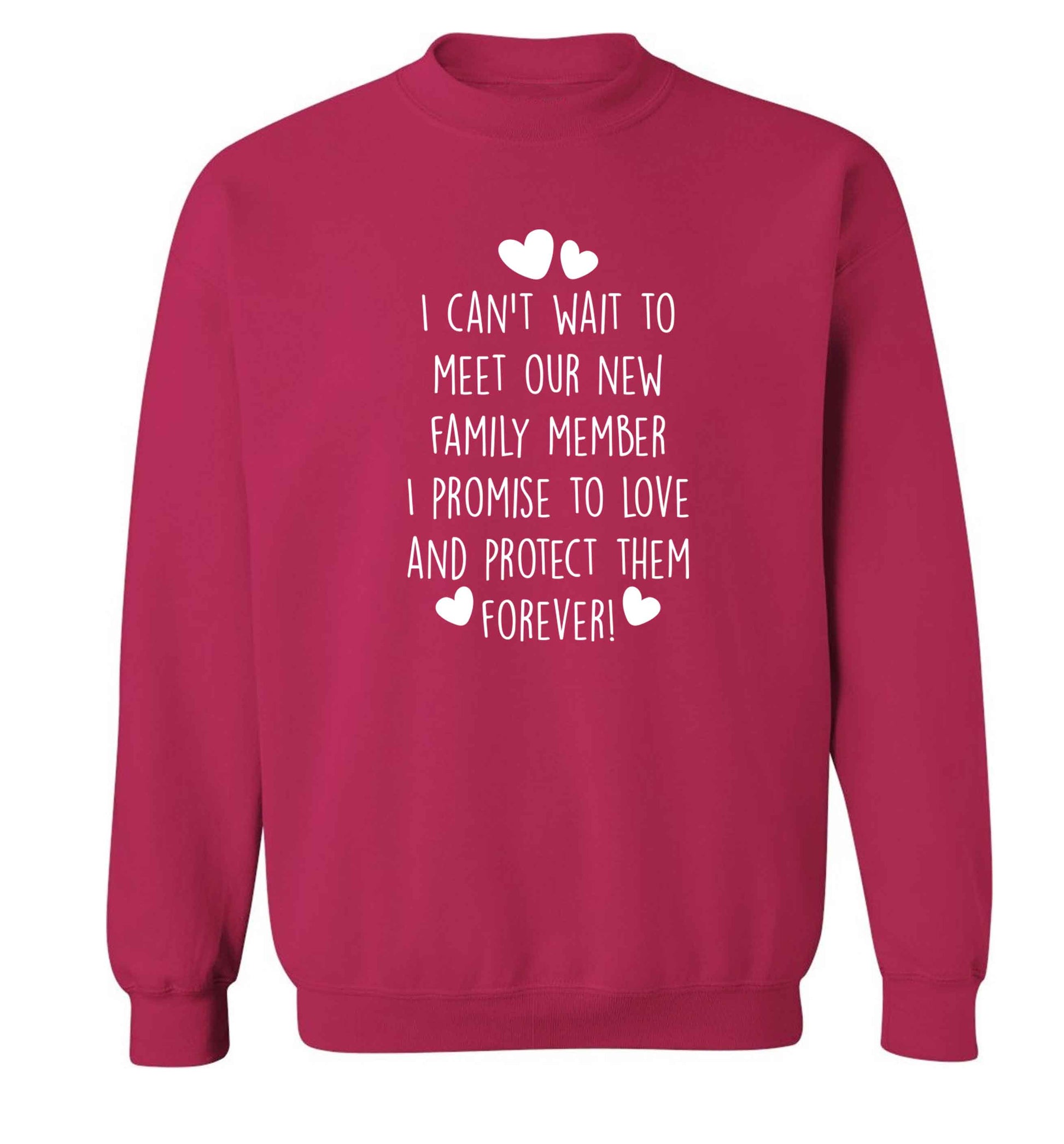 I can't wait to meet our new family member I promise to love and protect them foreverAdult's unisex pink Sweater 2XL