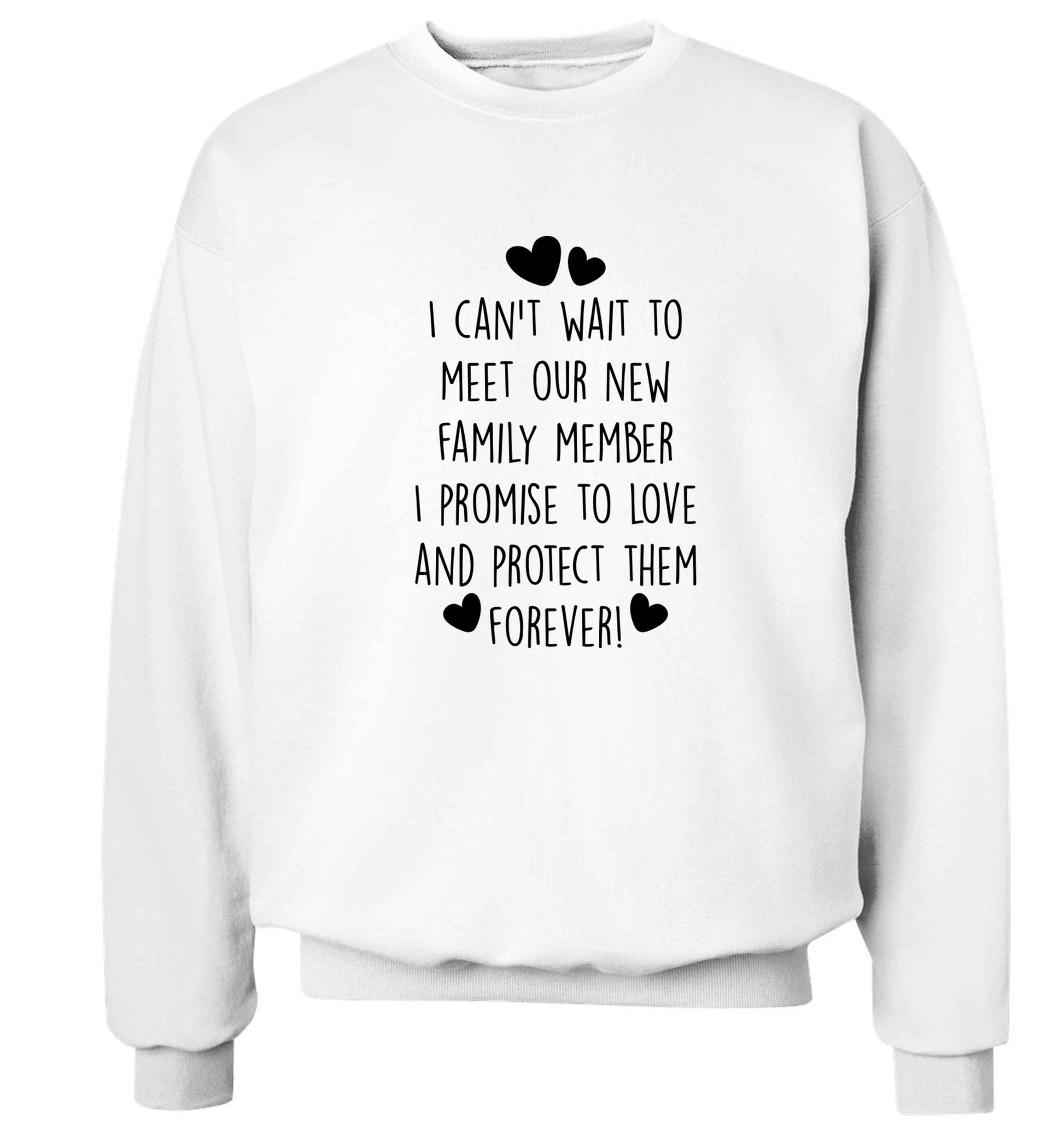 I can't wait to meet our new family member I promise to love and protect them foreverAdult's unisex white Sweater 2XL