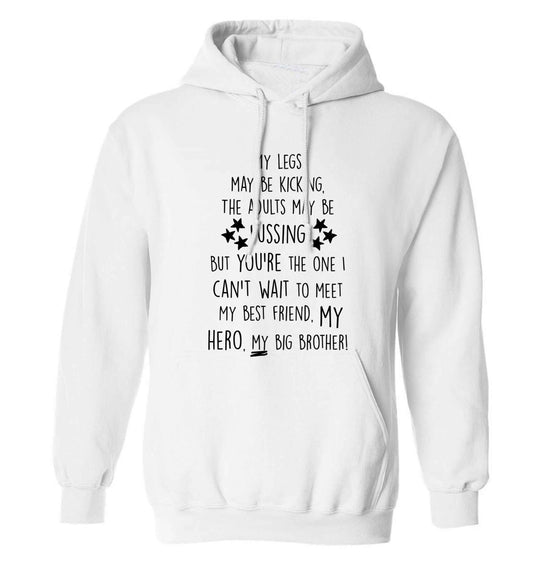 A poem from bump to big brother adults unisex white hoodie 2XL