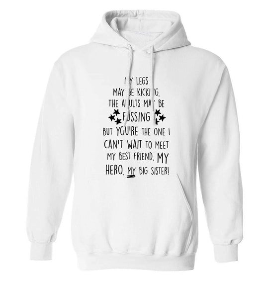 A poem from bump to big sister adults unisex white hoodie 2XL