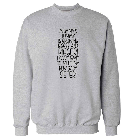 Mummy's tummy is growing bigger and bigger I can't wait to meet my new baby sister! Adult's unisex grey Sweater 2XL