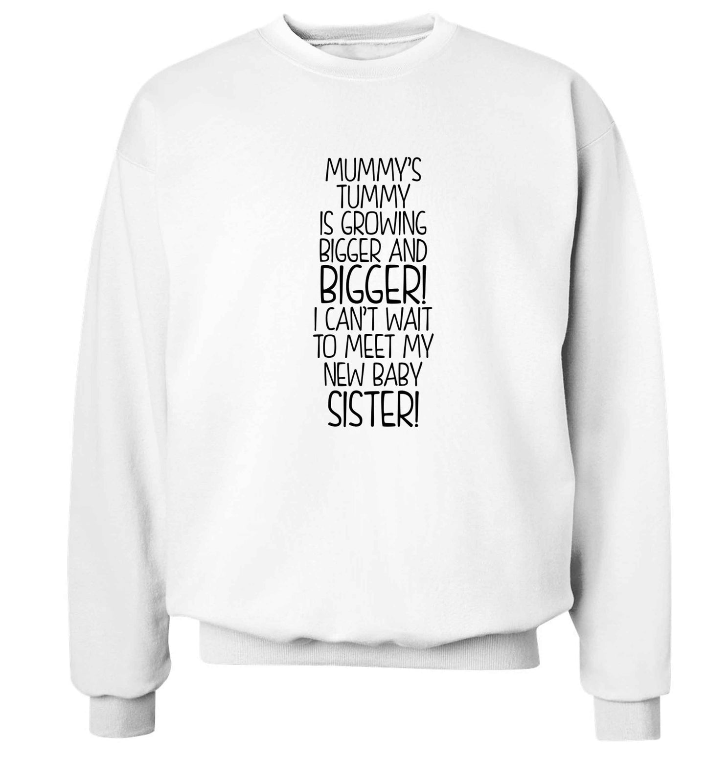 Mummy's tummy is growing bigger and bigger I can't wait to meet my new baby sister! Adult's unisex white Sweater 2XL