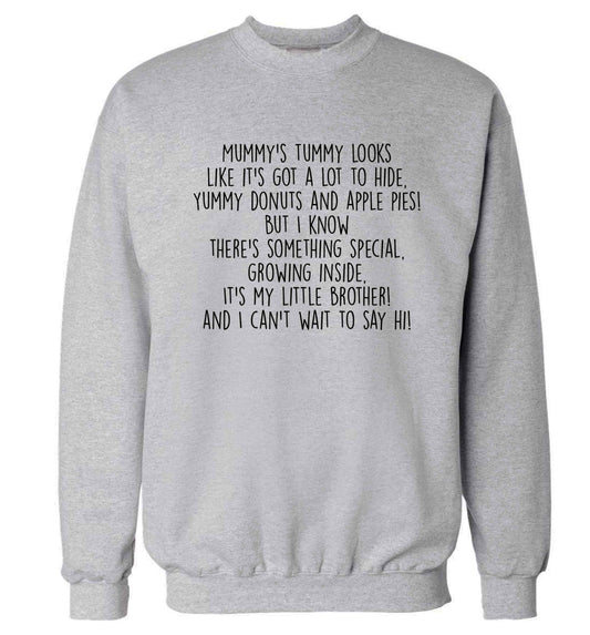 Something special growing inside it's my little brother I can't wait to say hi! Adult's unisex grey Sweater 2XL