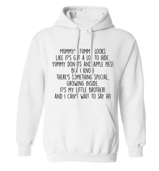 Something special growing inside it's my little brother I can't wait to say hi! adults unisex white hoodie 2XL