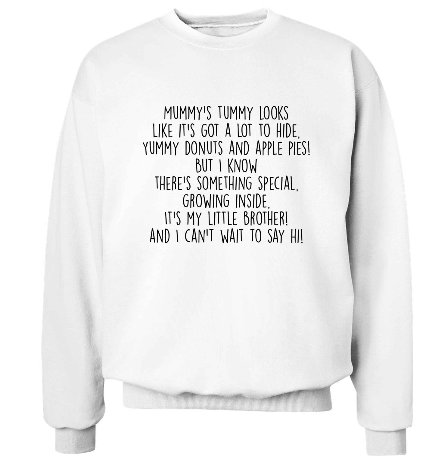 Something special growing inside it's my little brother I can't wait to say hi! Adult's unisex white Sweater 2XL