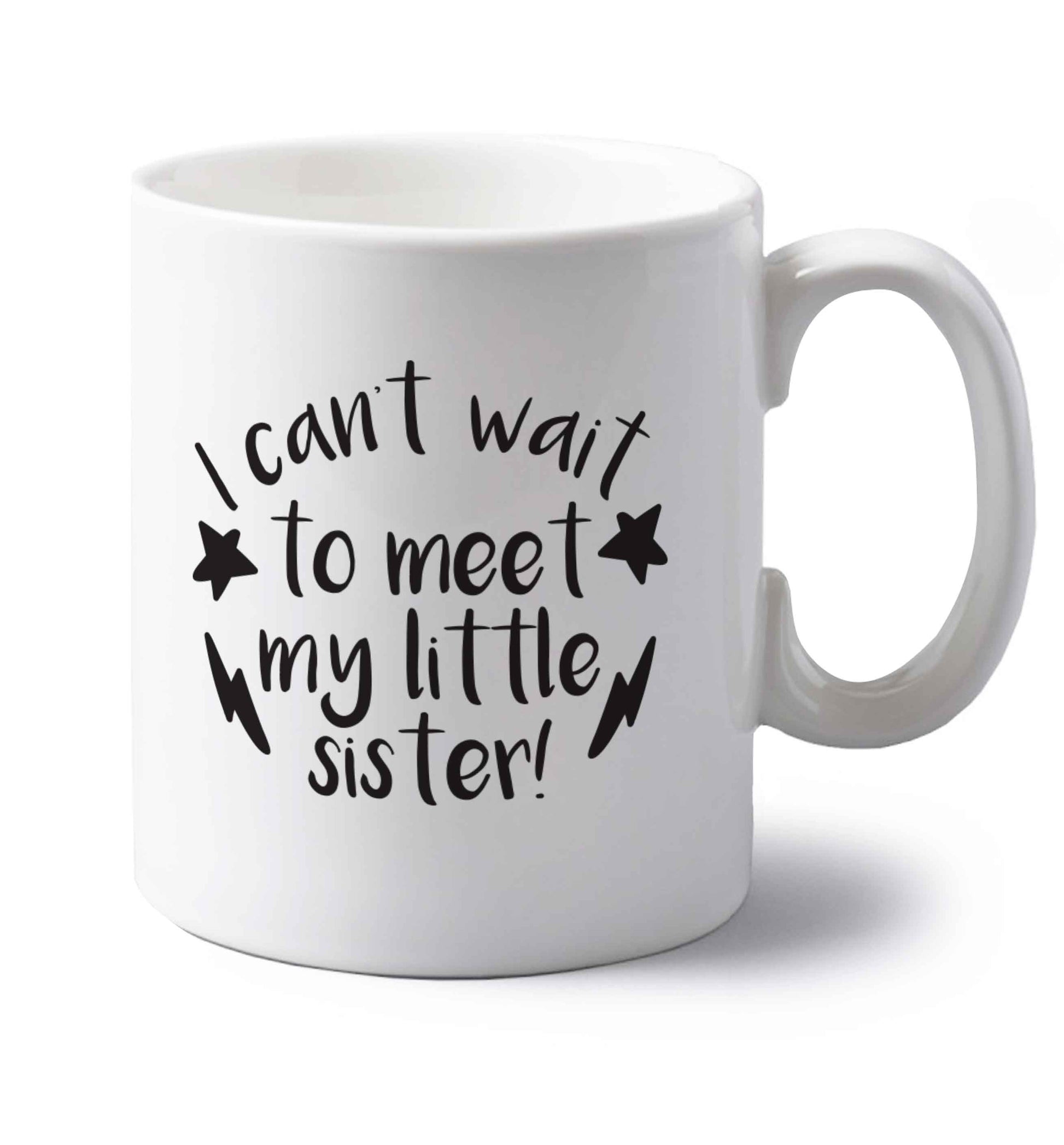 Something special growing inside it's my little sister I can't wait to say hi! left handed white ceramic mug 