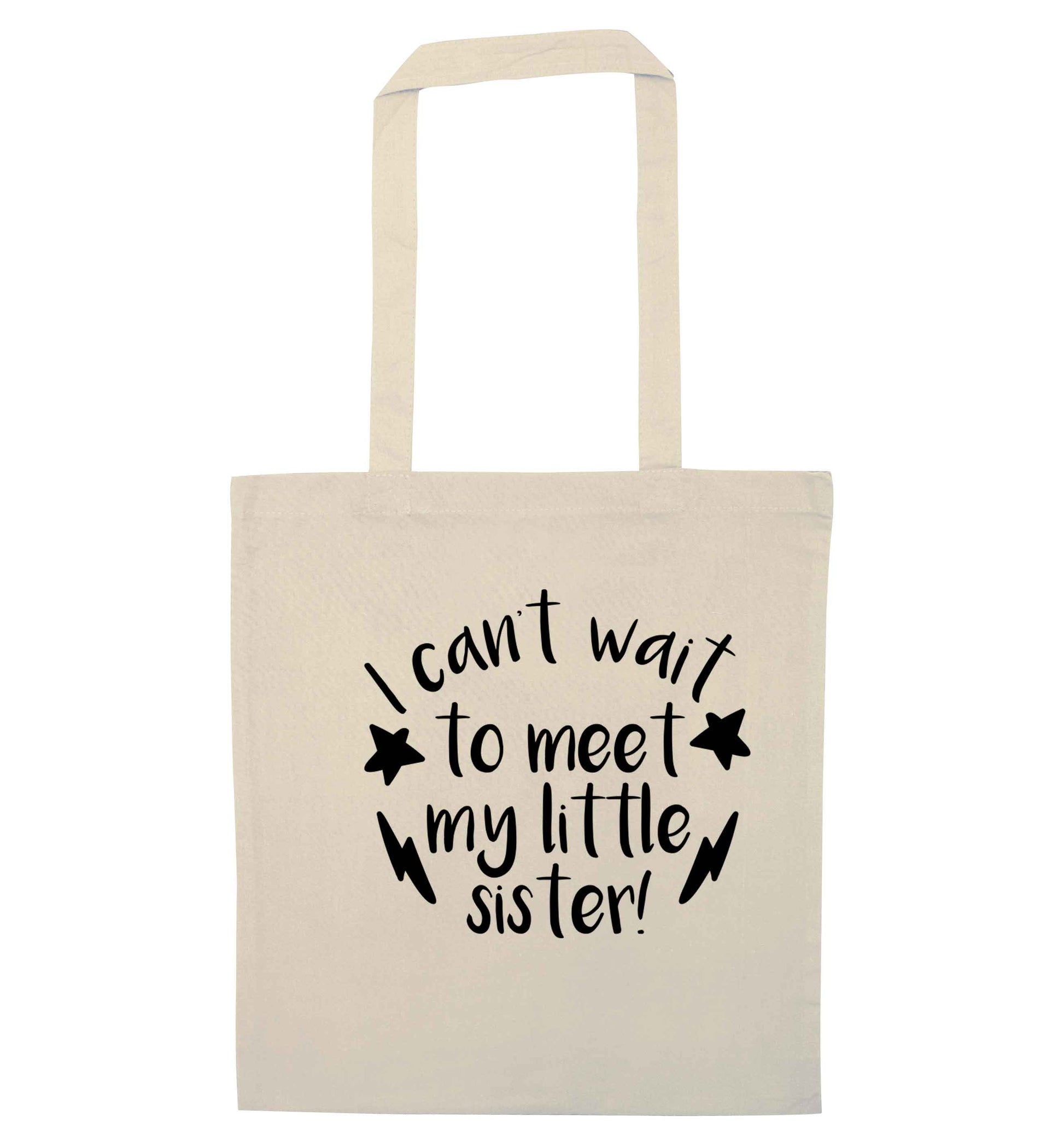 Something special growing inside it's my little sister I can't wait to say hi! natural tote bag