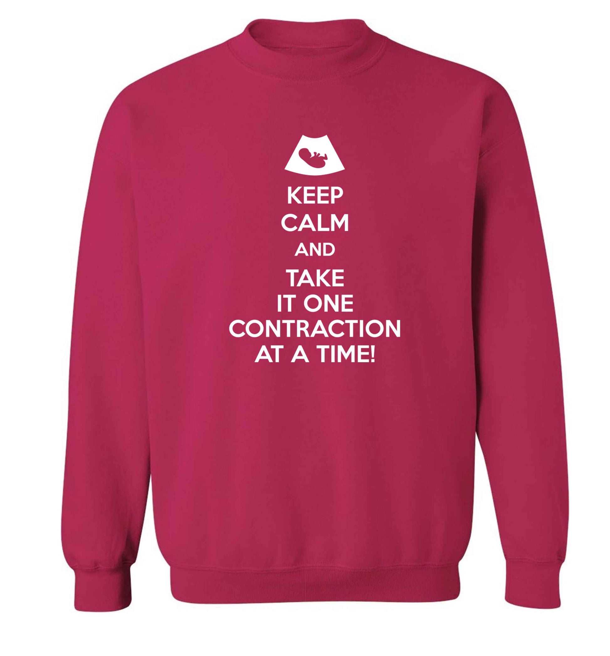 Keep calm and take it one contraction at a time Adult's unisex pink Sweater 2XL
