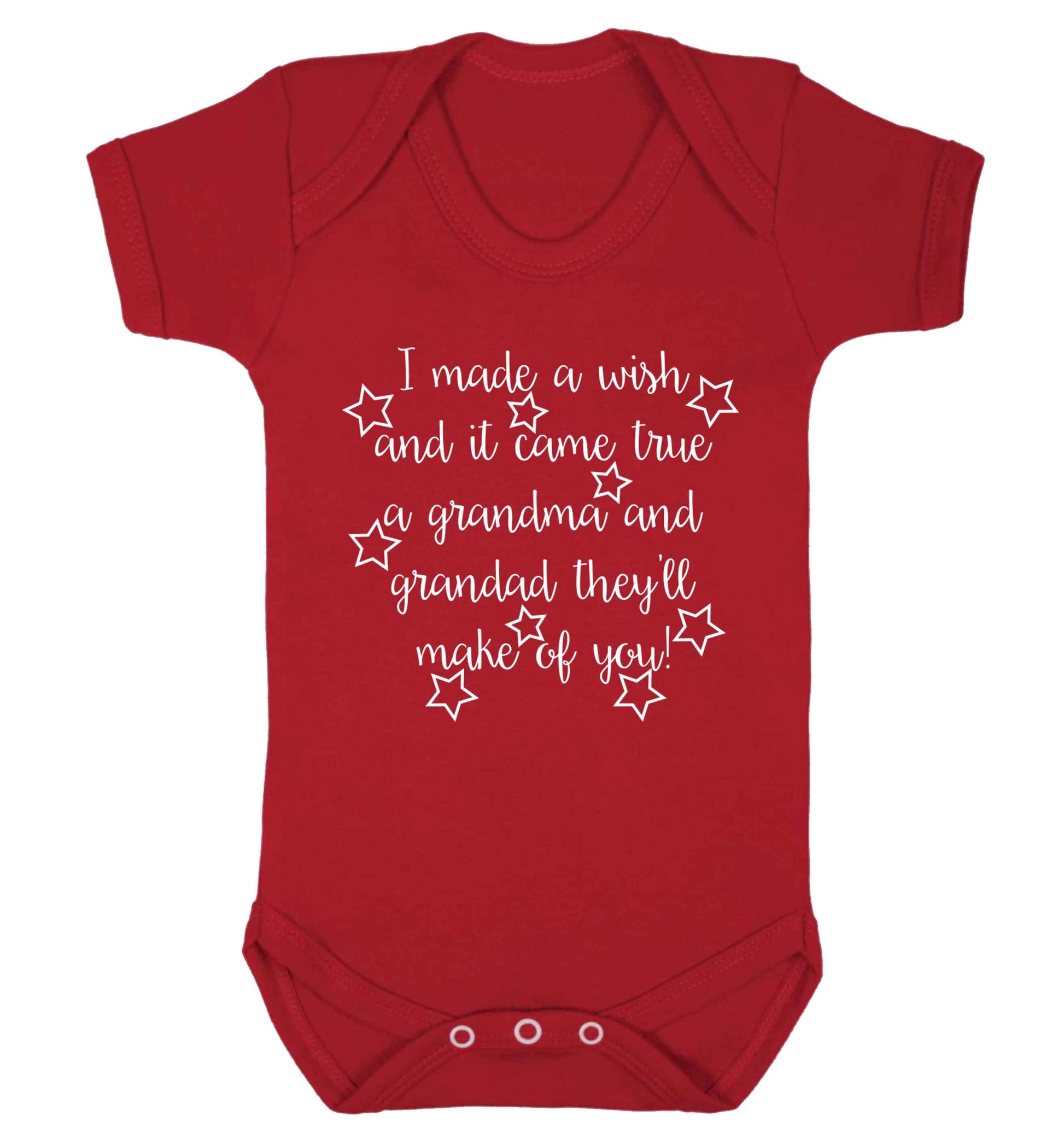 I made a wish and it came true a grandma and grandad they'll make of you! Baby Vest red 18-24 months