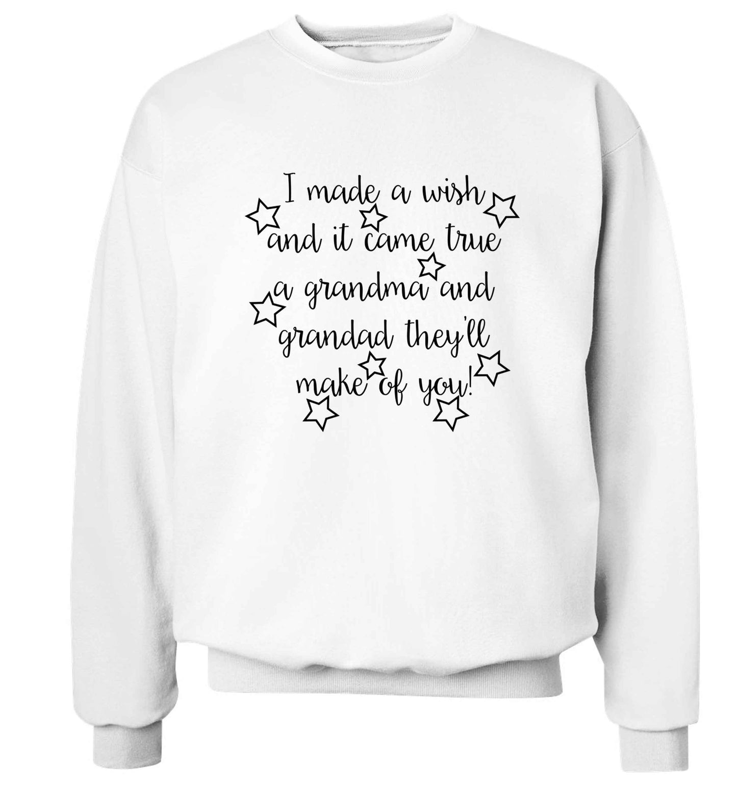 I made a wish and it came true a grandma and grandad they'll make of you! Adult's unisex white Sweater 2XL