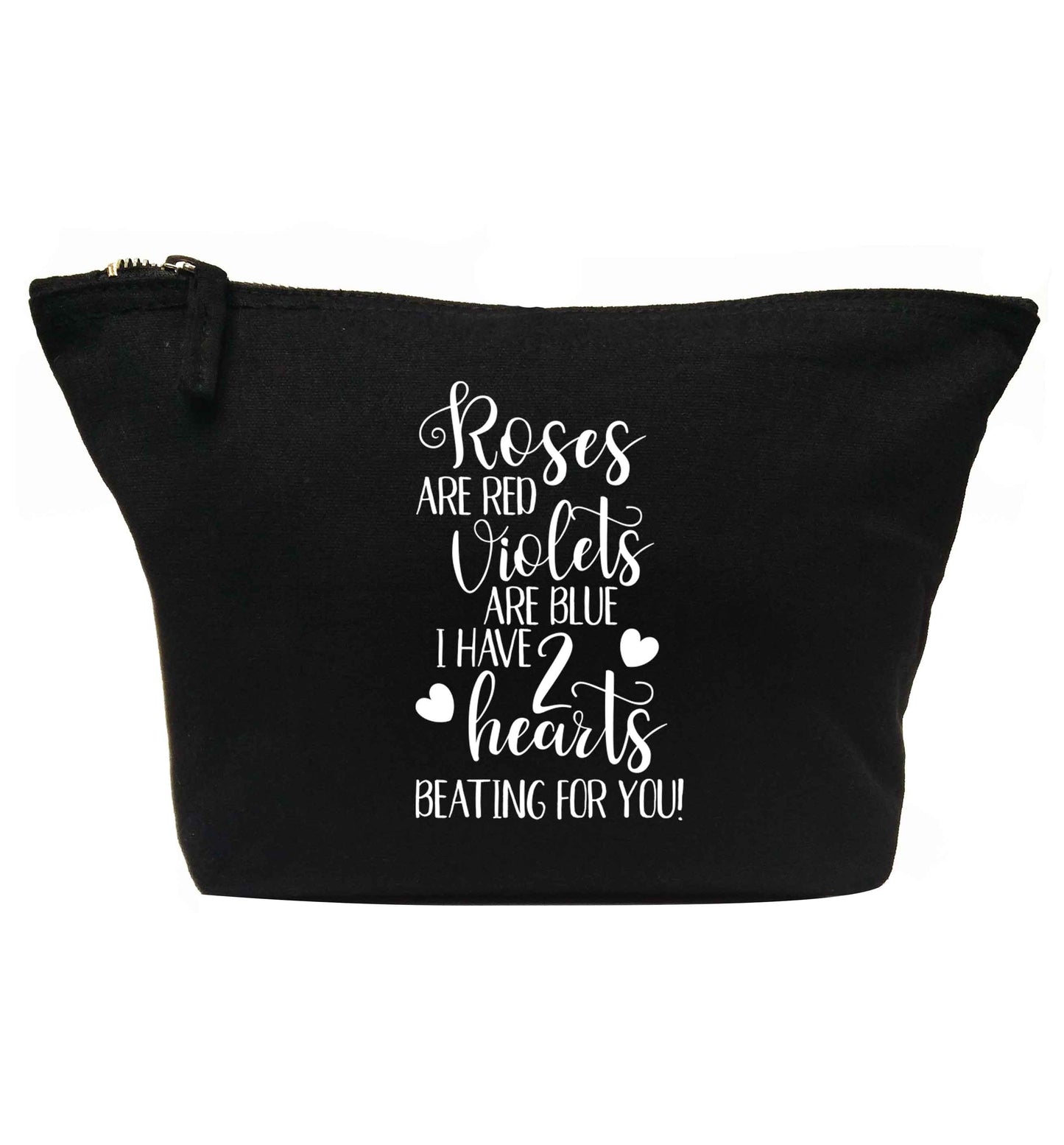 Roses are red violets are blue I have two hearts beating for you | makeup / wash bag