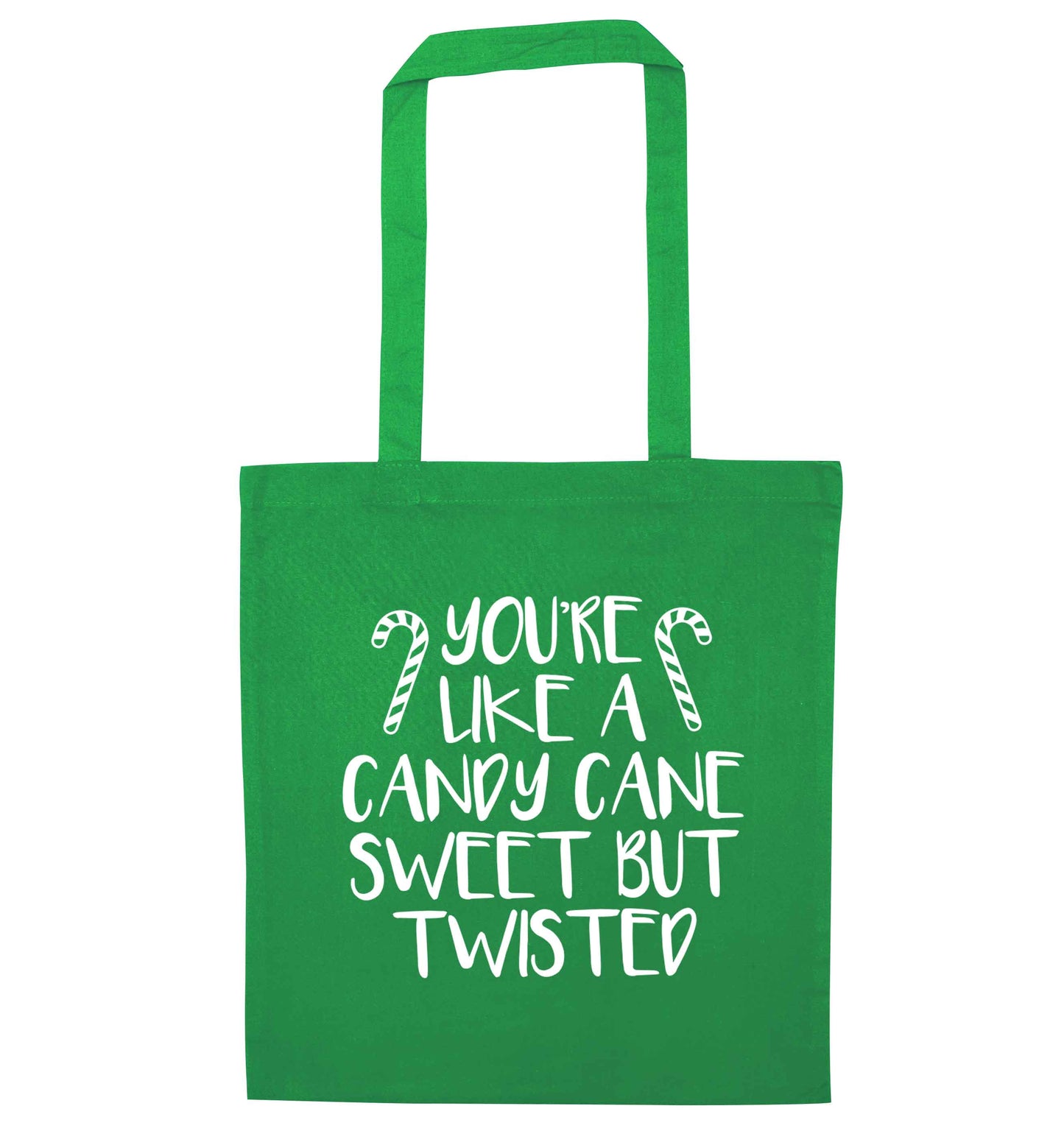 You're like a candy cane sweet but twisted green tote bag