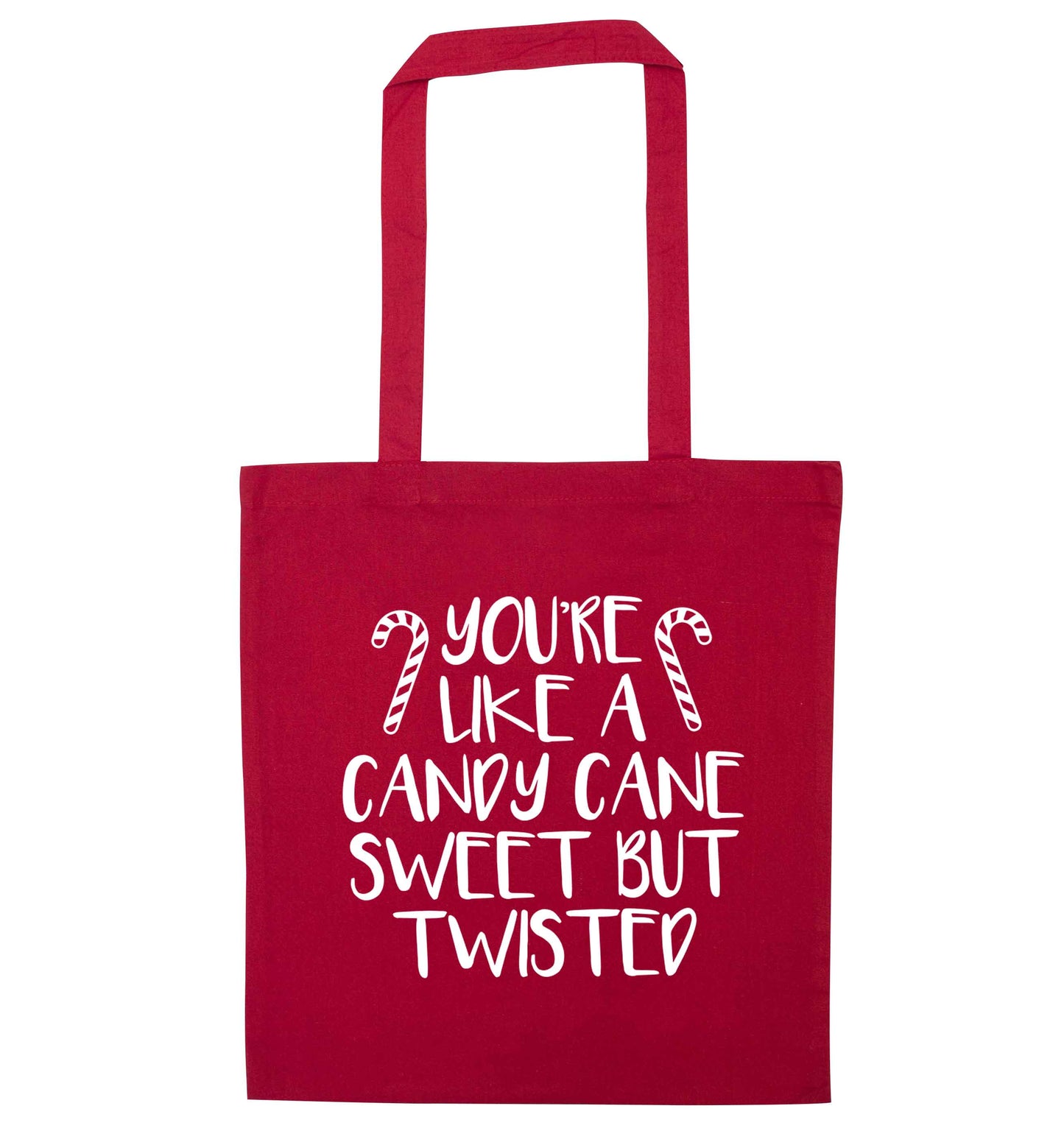 You're like a candy cane sweet but twisted red tote bag