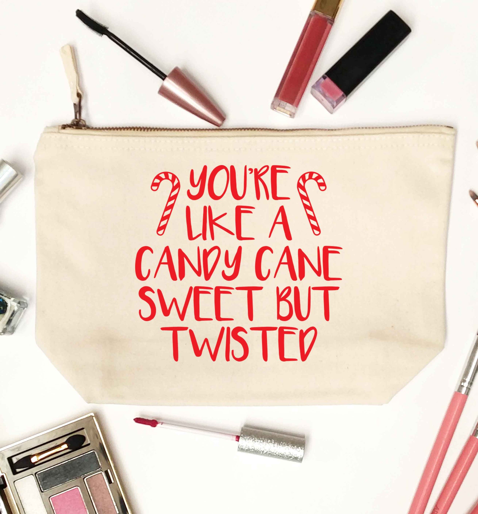You're like a candy cane sweet but twisted natural makeup bag