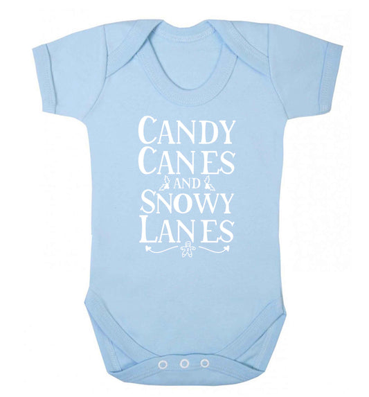 Candy canes and snowy lanes Baby Vest pale blue 18-24 months
