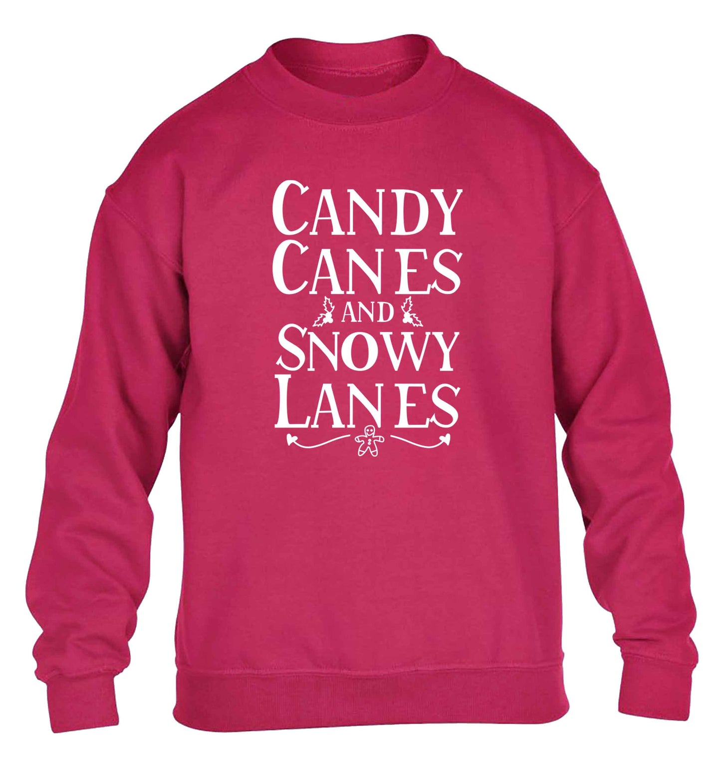 Candy canes and snowy lanes children's pink sweater 12-13 Years