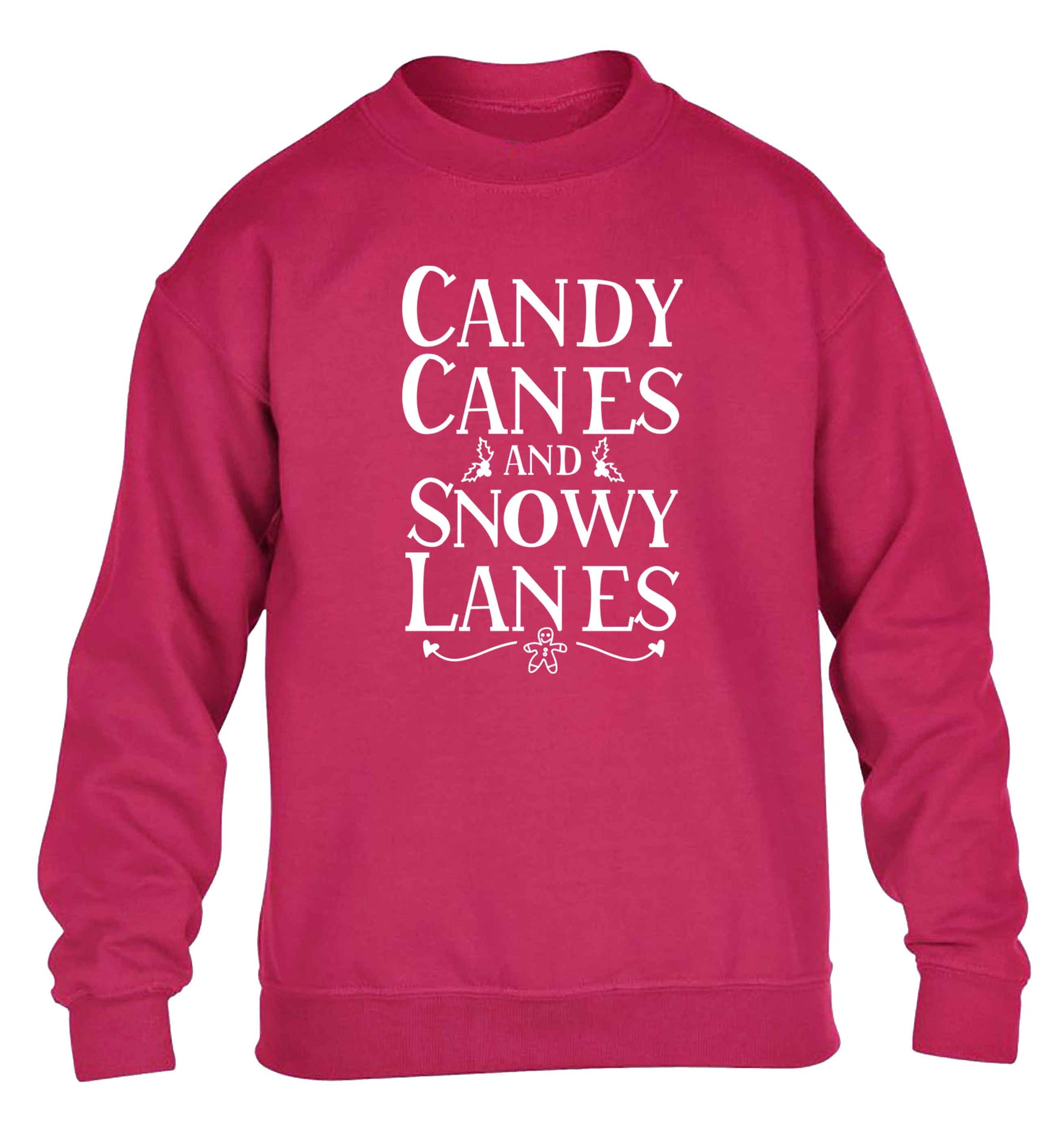 Candy canes and snowy lanes children's pink sweater 12-13 Years