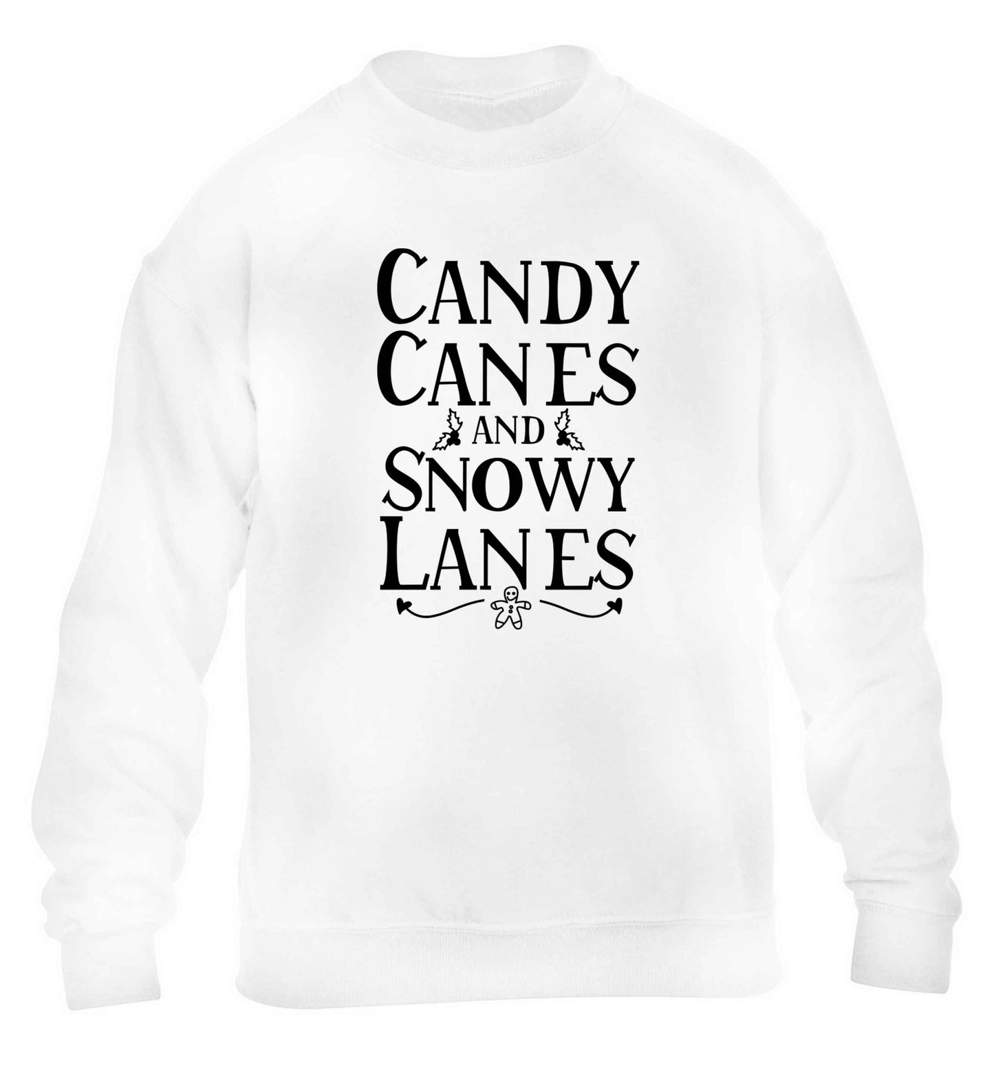 Candy canes and snowy lanes children's white sweater 12-13 Years
