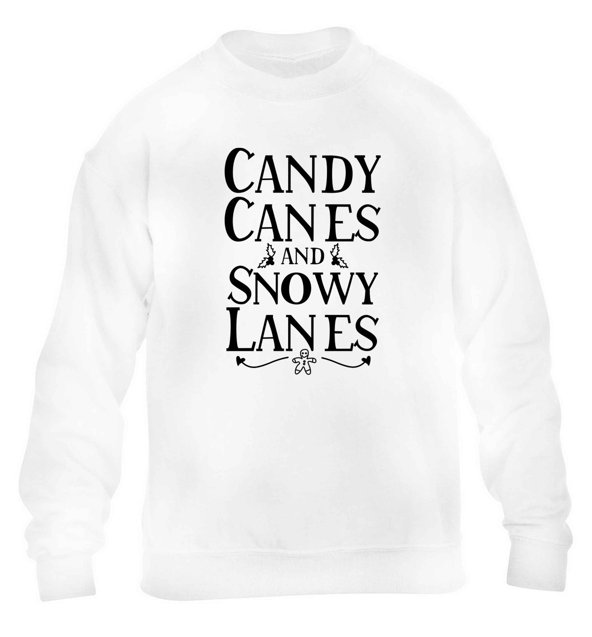 Candy canes and snowy lanes children's white sweater 12-13 Years