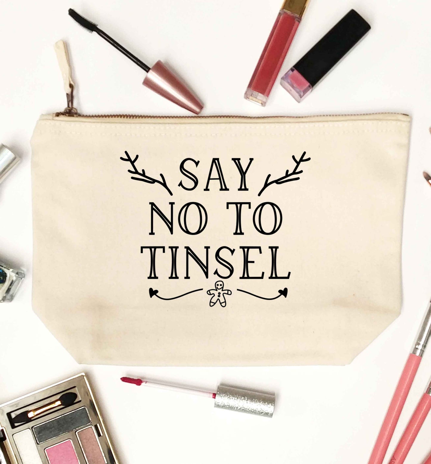 Say no to tinsel natural makeup bag