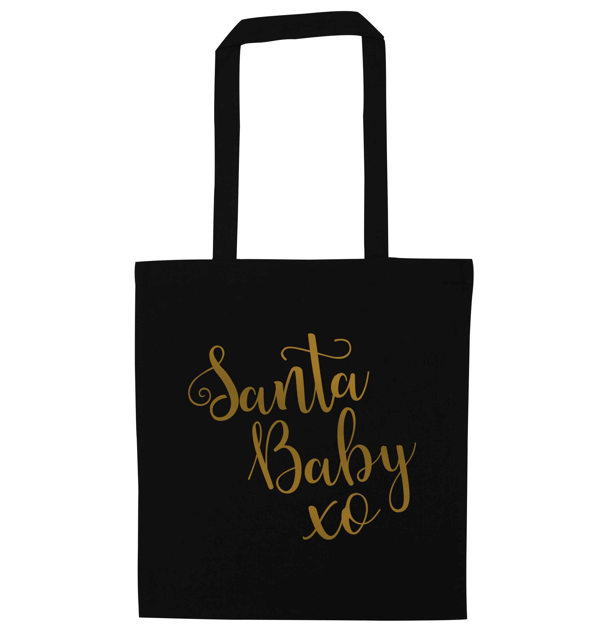 Santa baby black tote bag