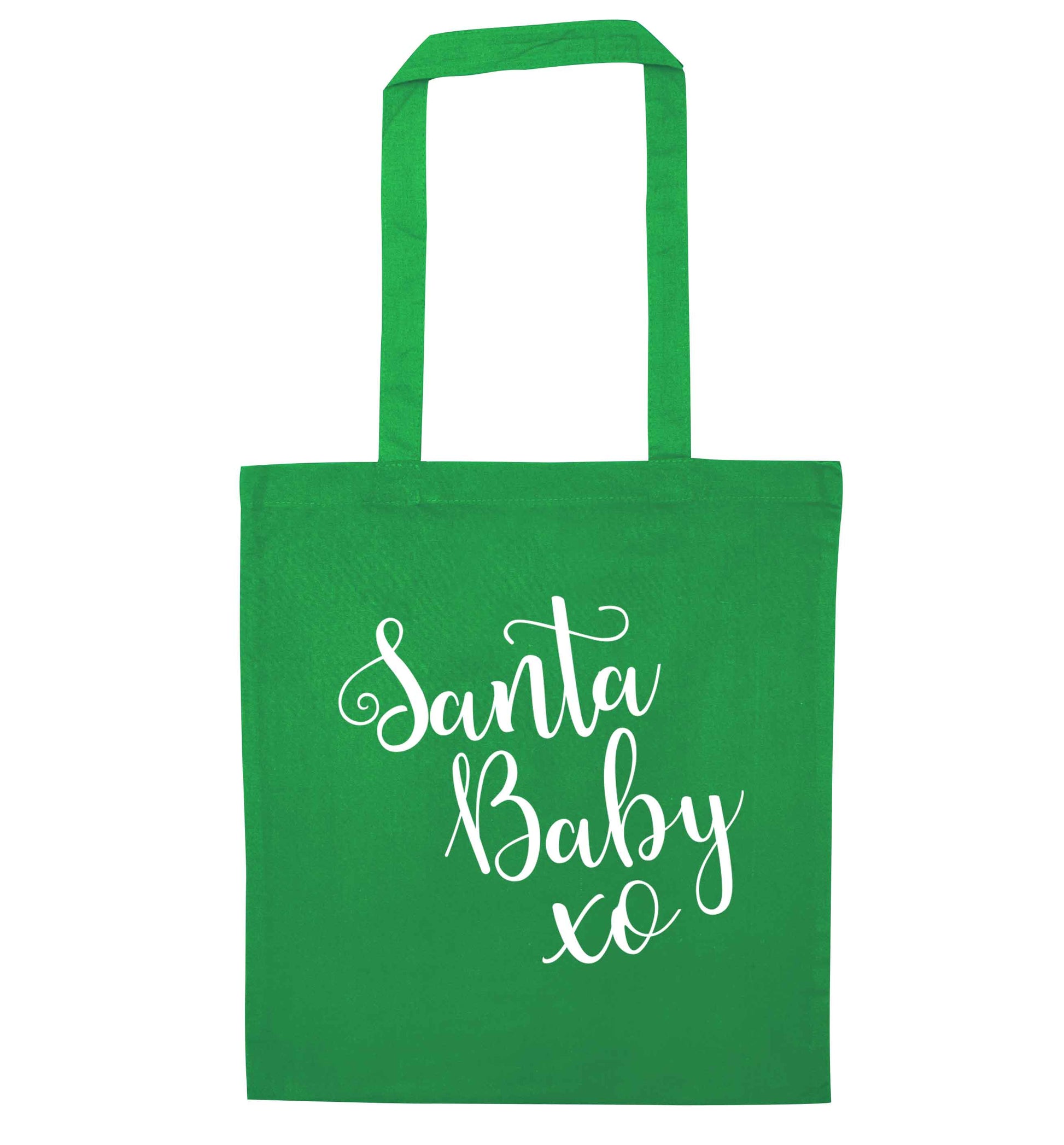 Santa baby green tote bag