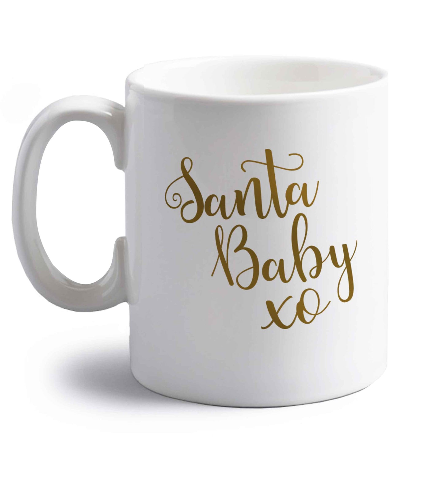 Santa baby right handed white ceramic mug 