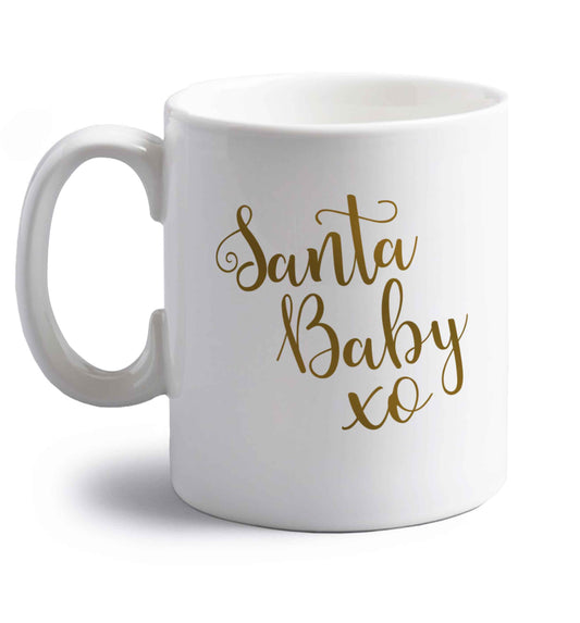 Santa baby right handed white ceramic mug 
