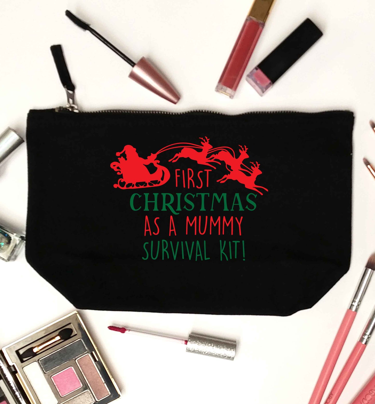 First Christmas as a mummy survival kit black makeup bag